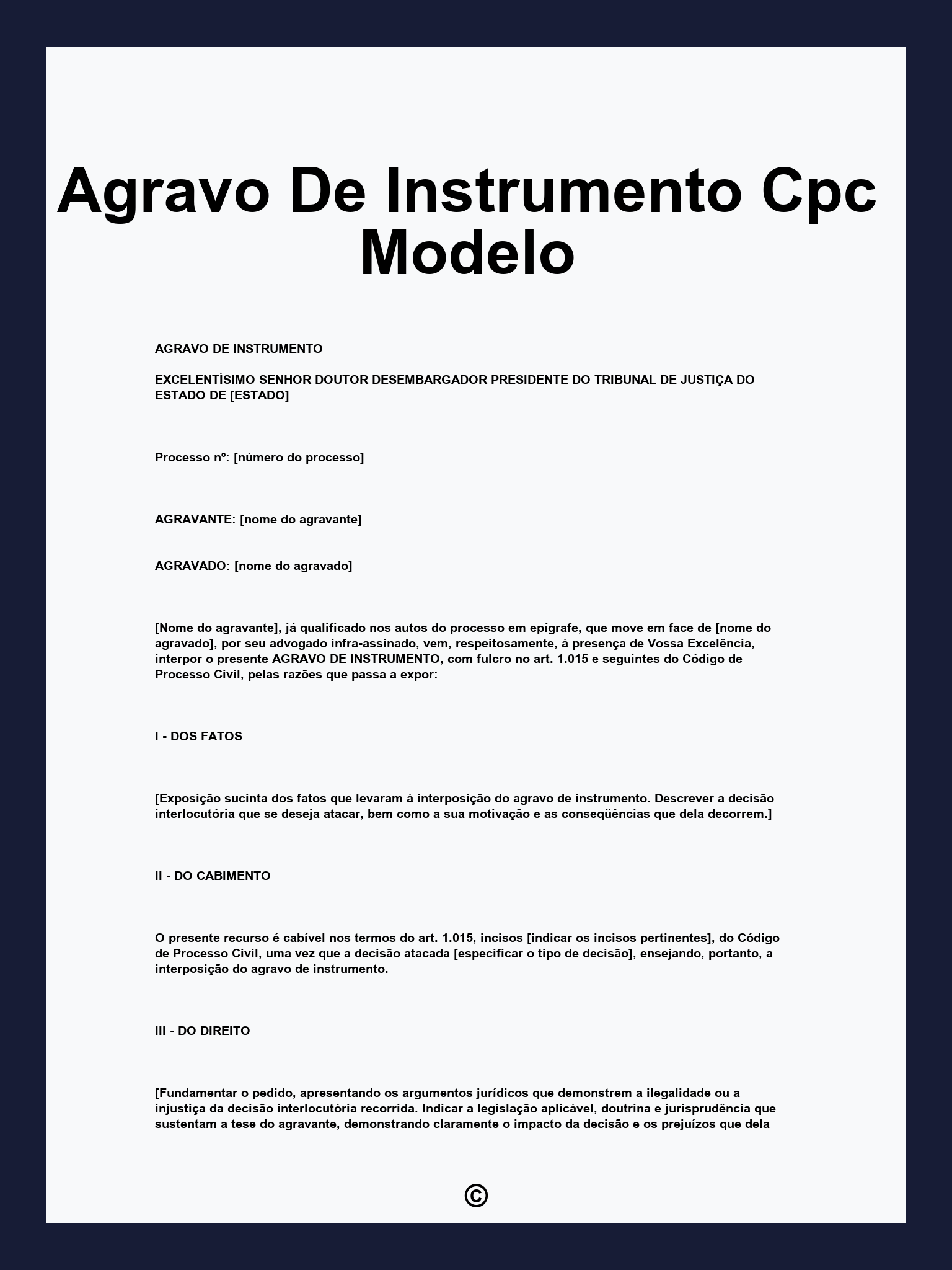 Agravo De Instrumento Cpc Modelo