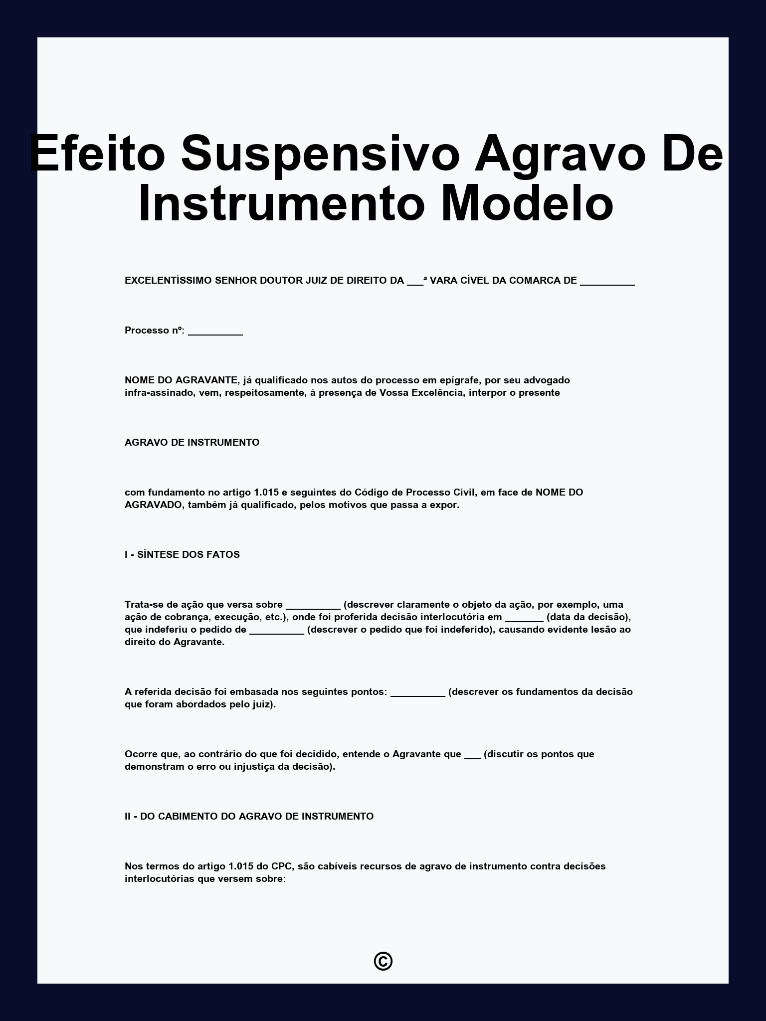 Efeito Suspensivo Agravo De Instrumento Modelo