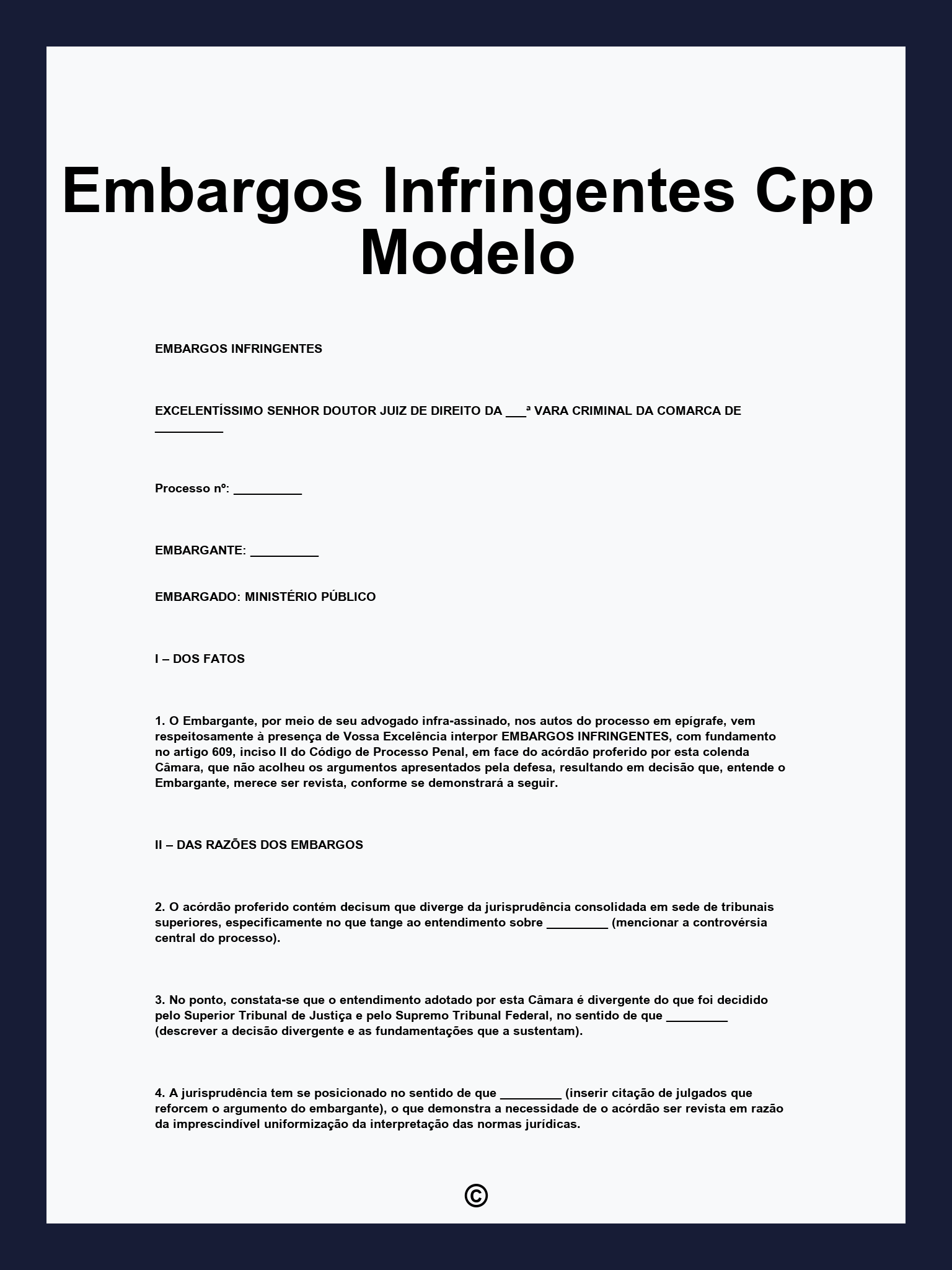 Embargos Infringentes Cpp Modelo