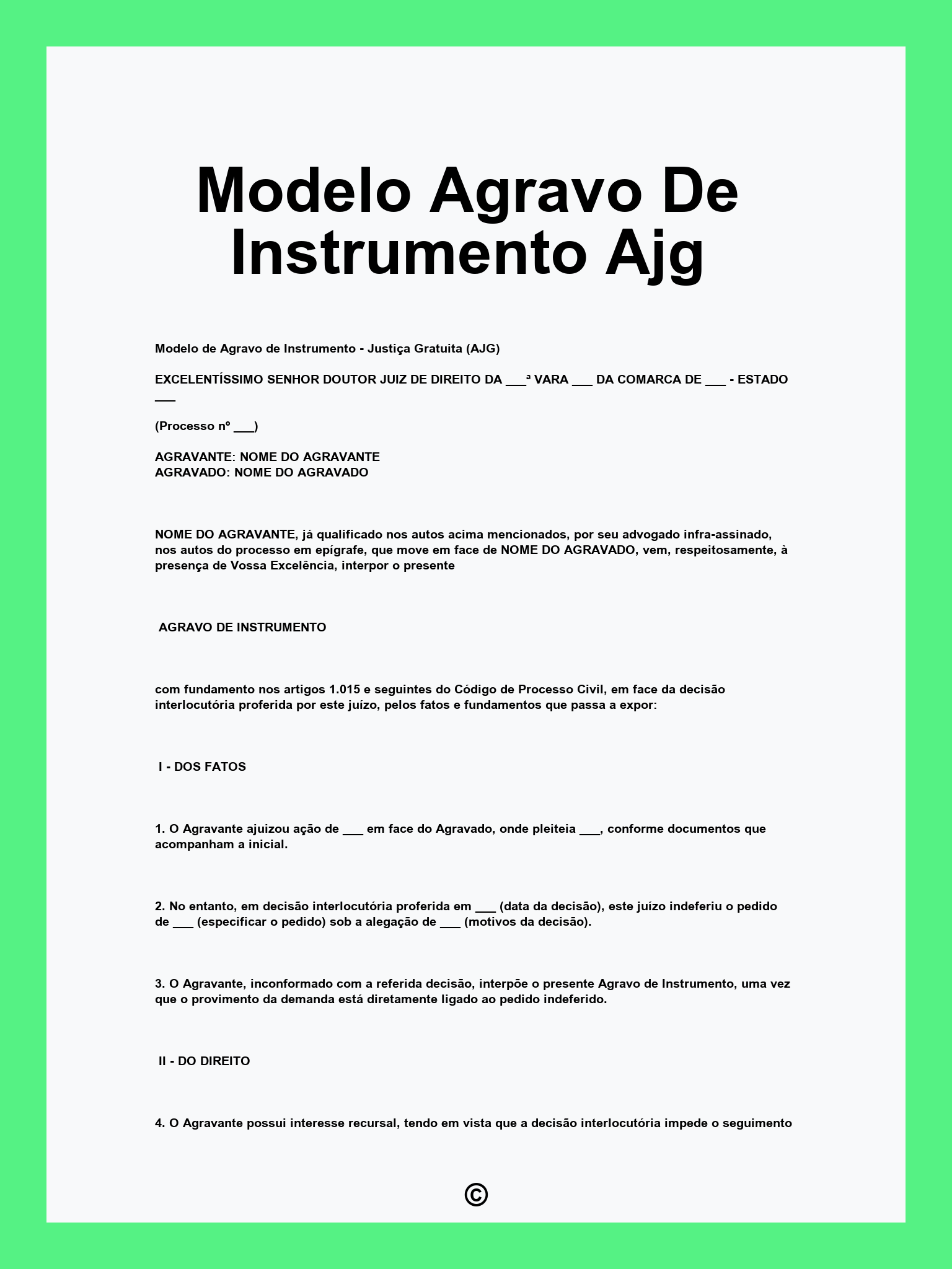Modelo Agravo De Instrumento Ajg