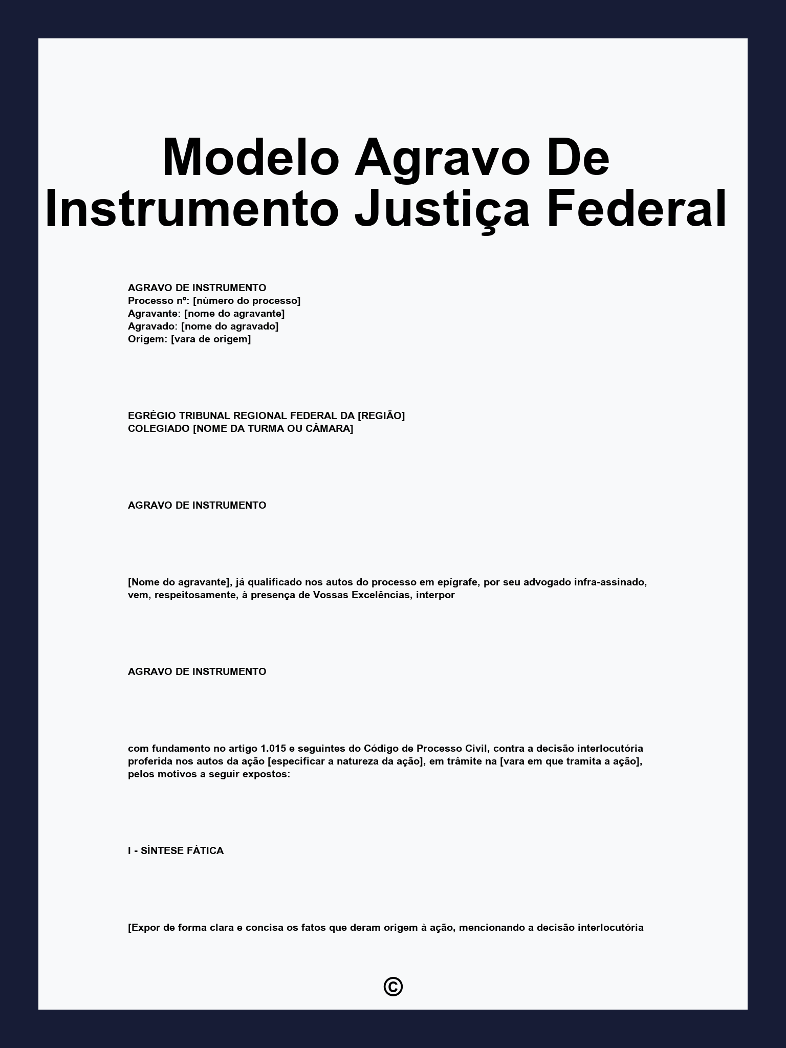 Modelo Agravo De Instrumento Justiça Federal