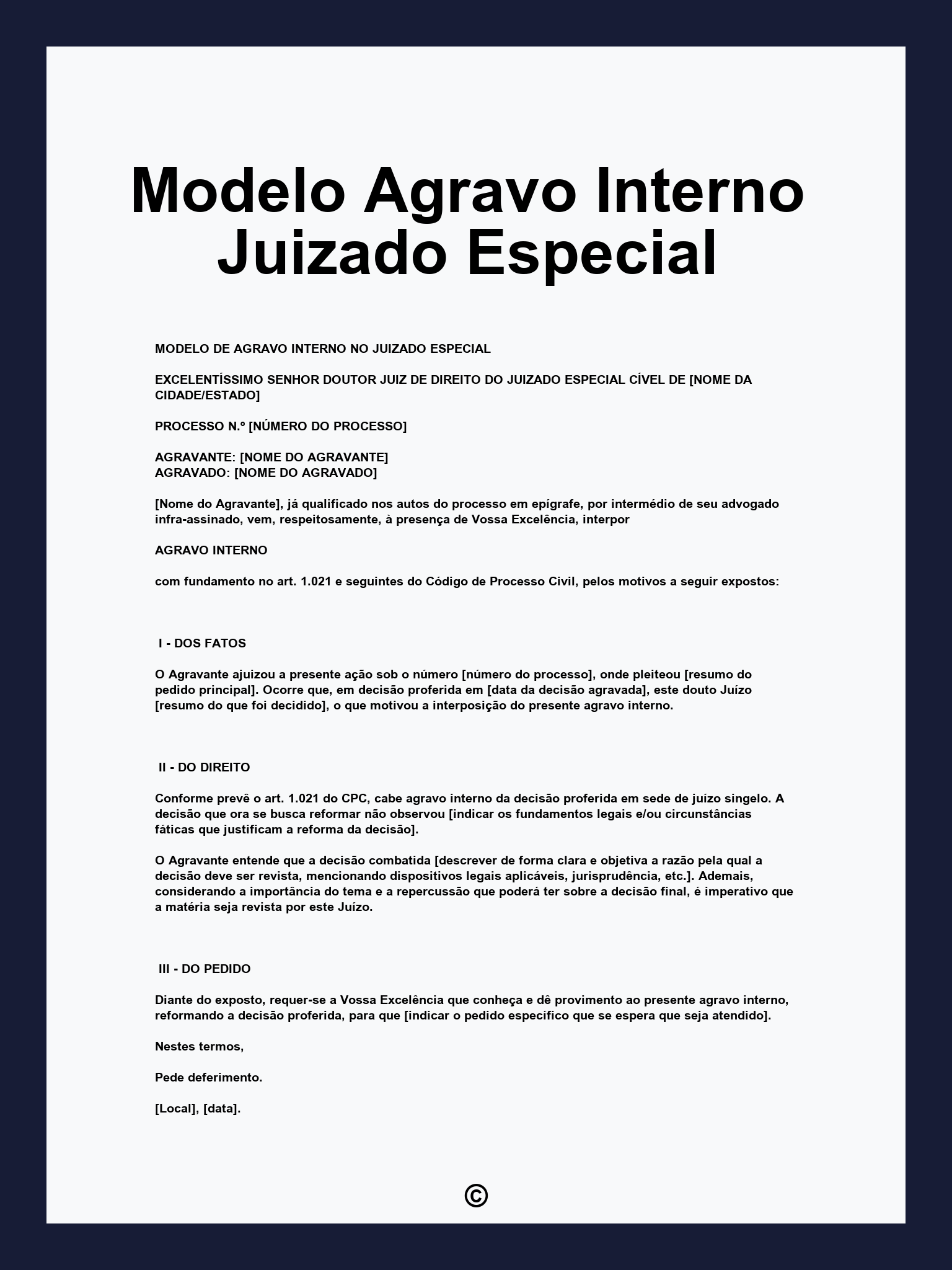 Modelo Agravo Interno Juizado Especial