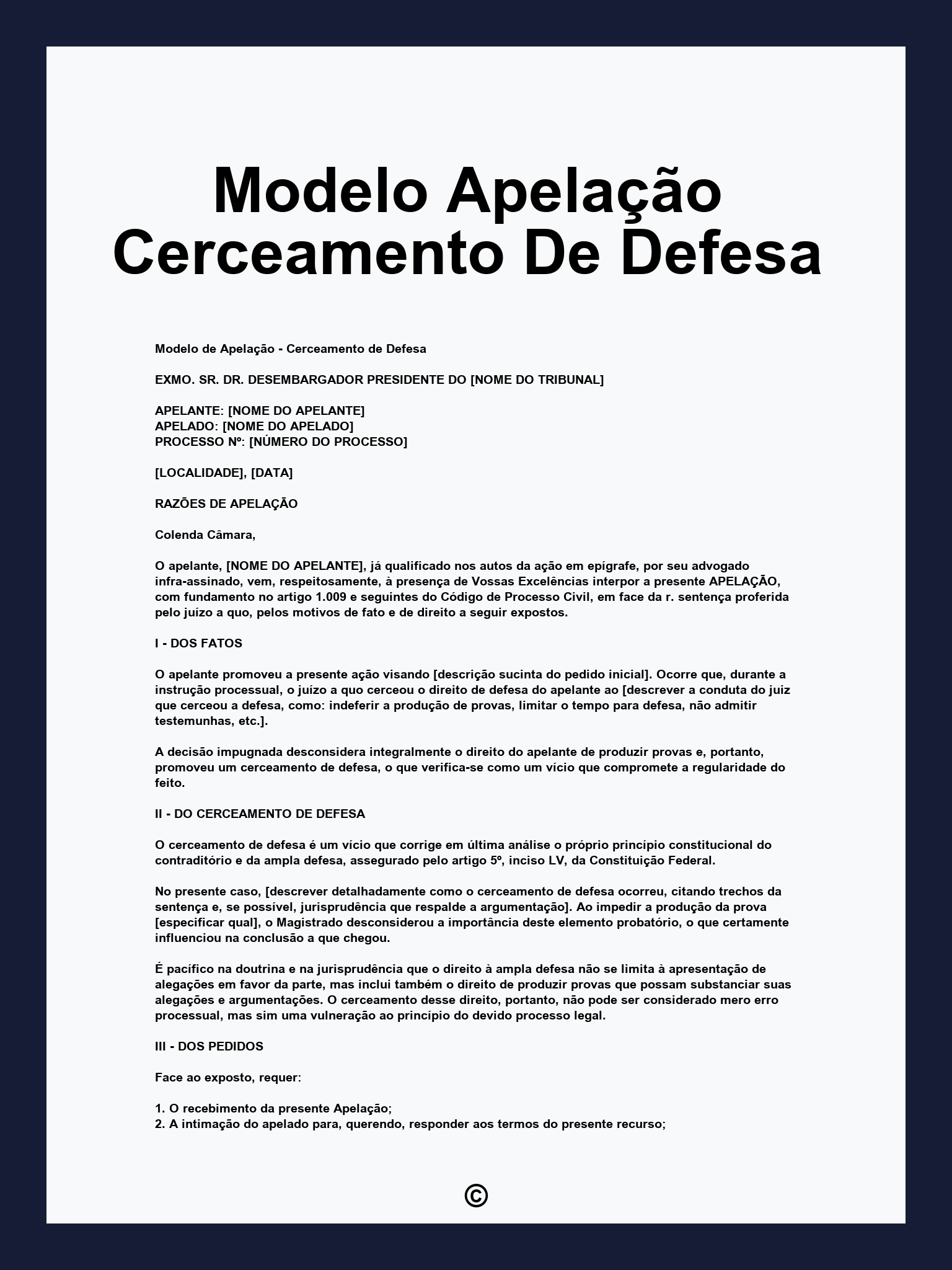 Modelo Apelação Cerceamento De Defesa