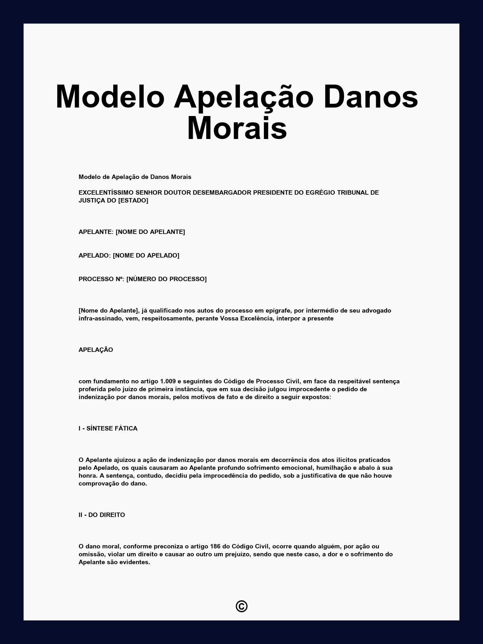 Modelo Apelação Danos Morais