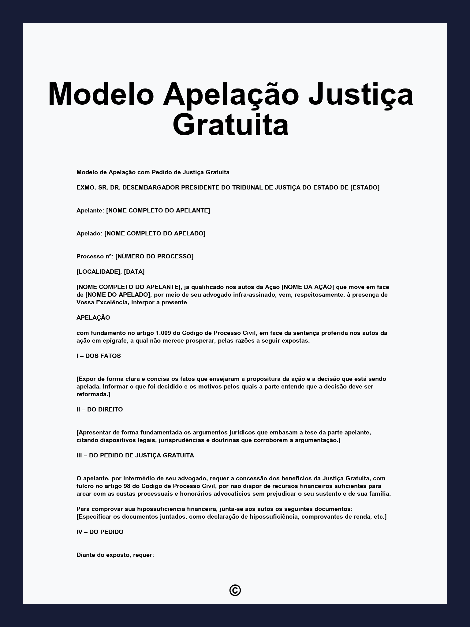 Modelo Apelação Justiça Gratuita