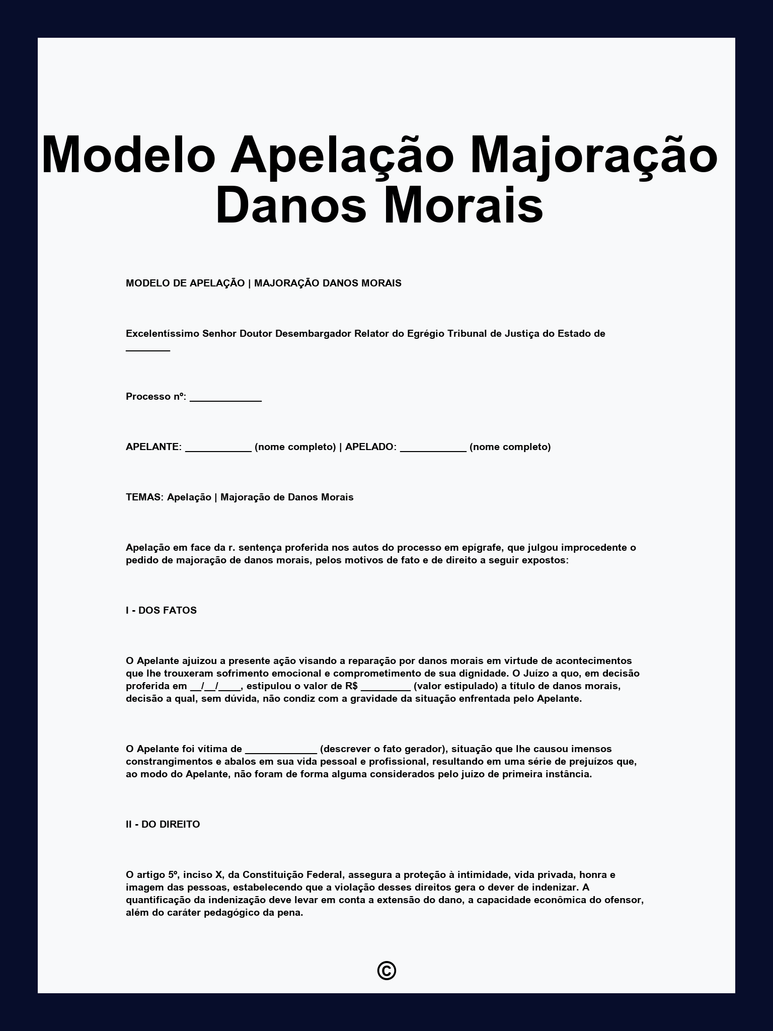 Modelo Apelação Majoração Danos Morais
