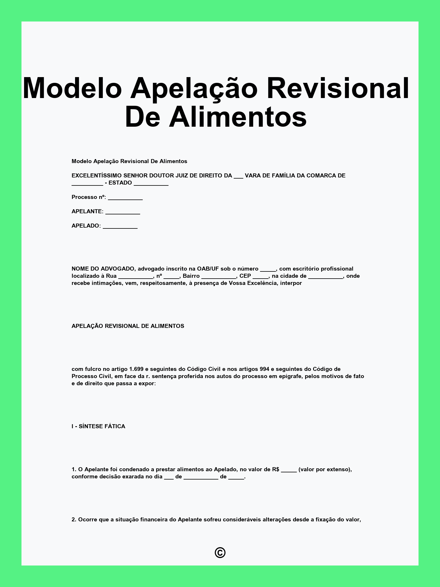 Modelo Apelação Revisional De Alimentos
