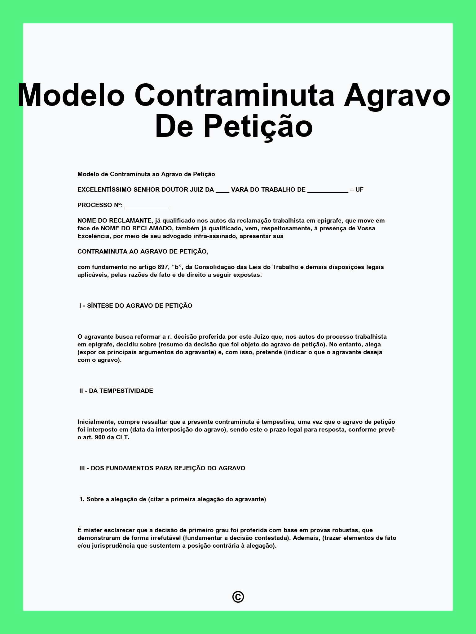 Modelo Contraminuta Agravo De Petição