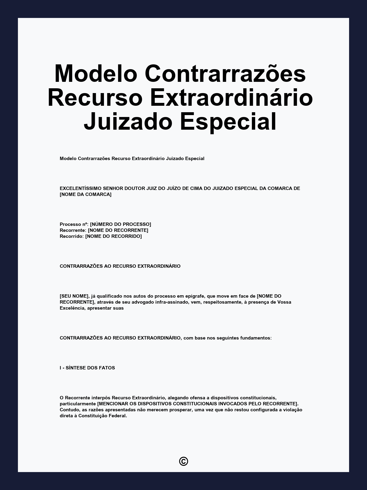 Modelo Contrarrazões Recurso Extraordinário Juizado Especial