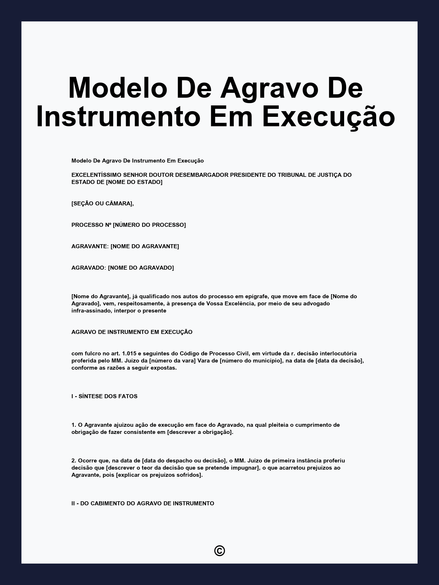 Modelo De Agravo De Instrumento Em Execução
