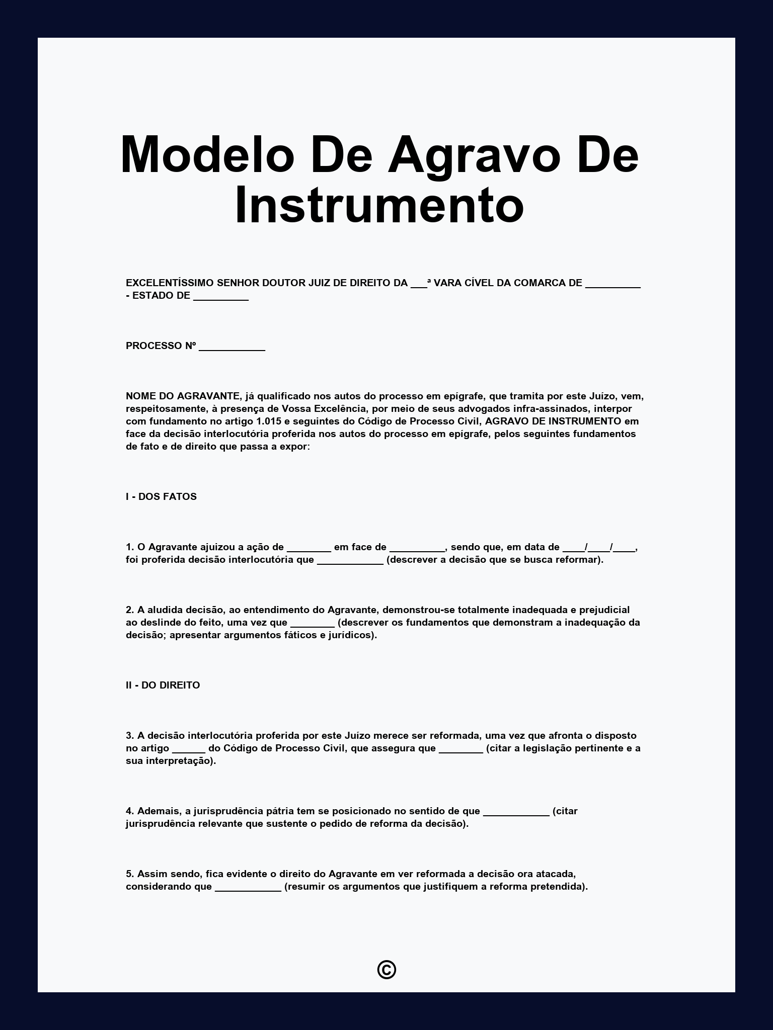 Modelo De Agravo De Instrumento