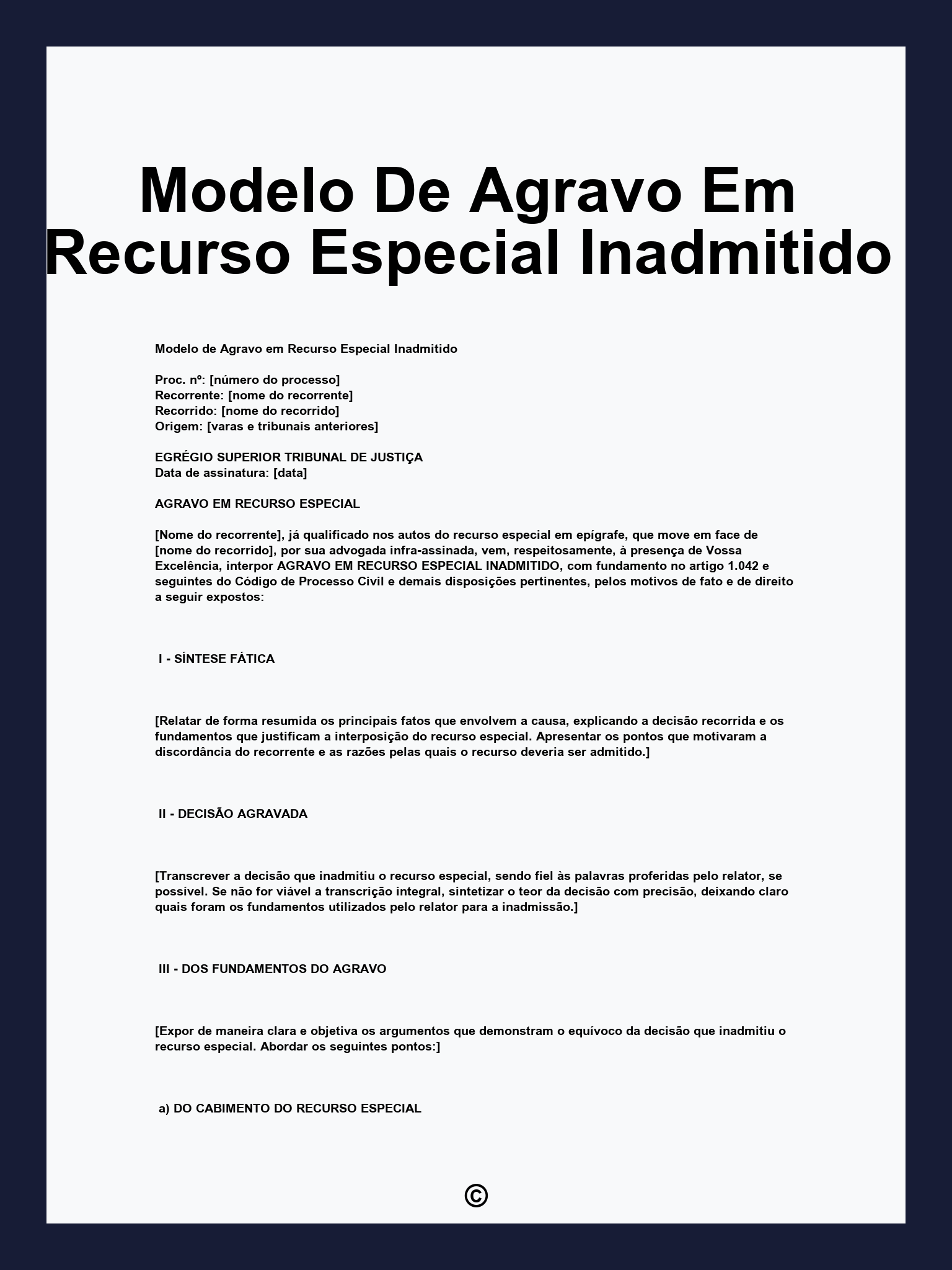 Modelo De Agravo Em Recurso Especial Inadmitido