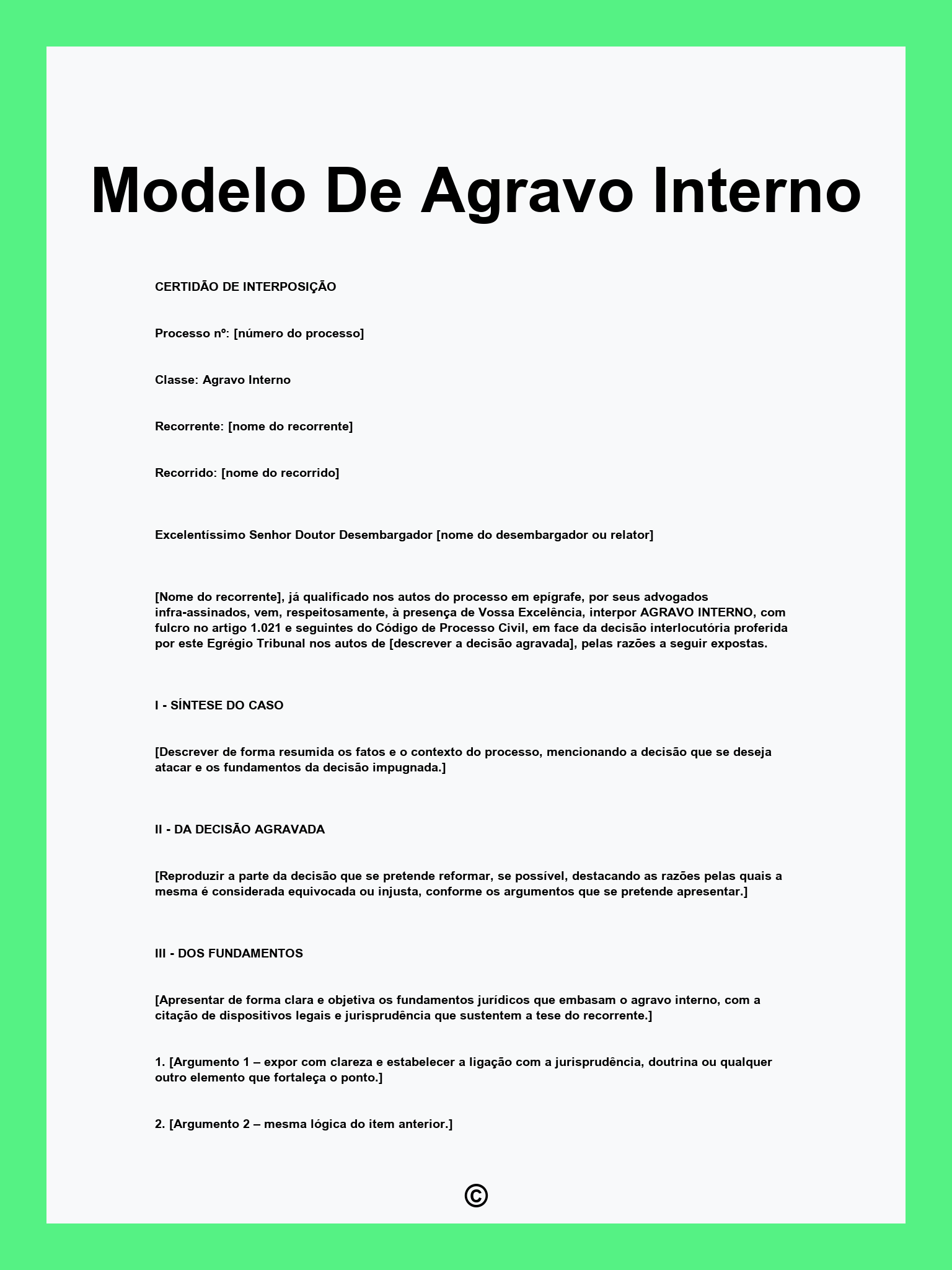 Modelo De Agravo Interno