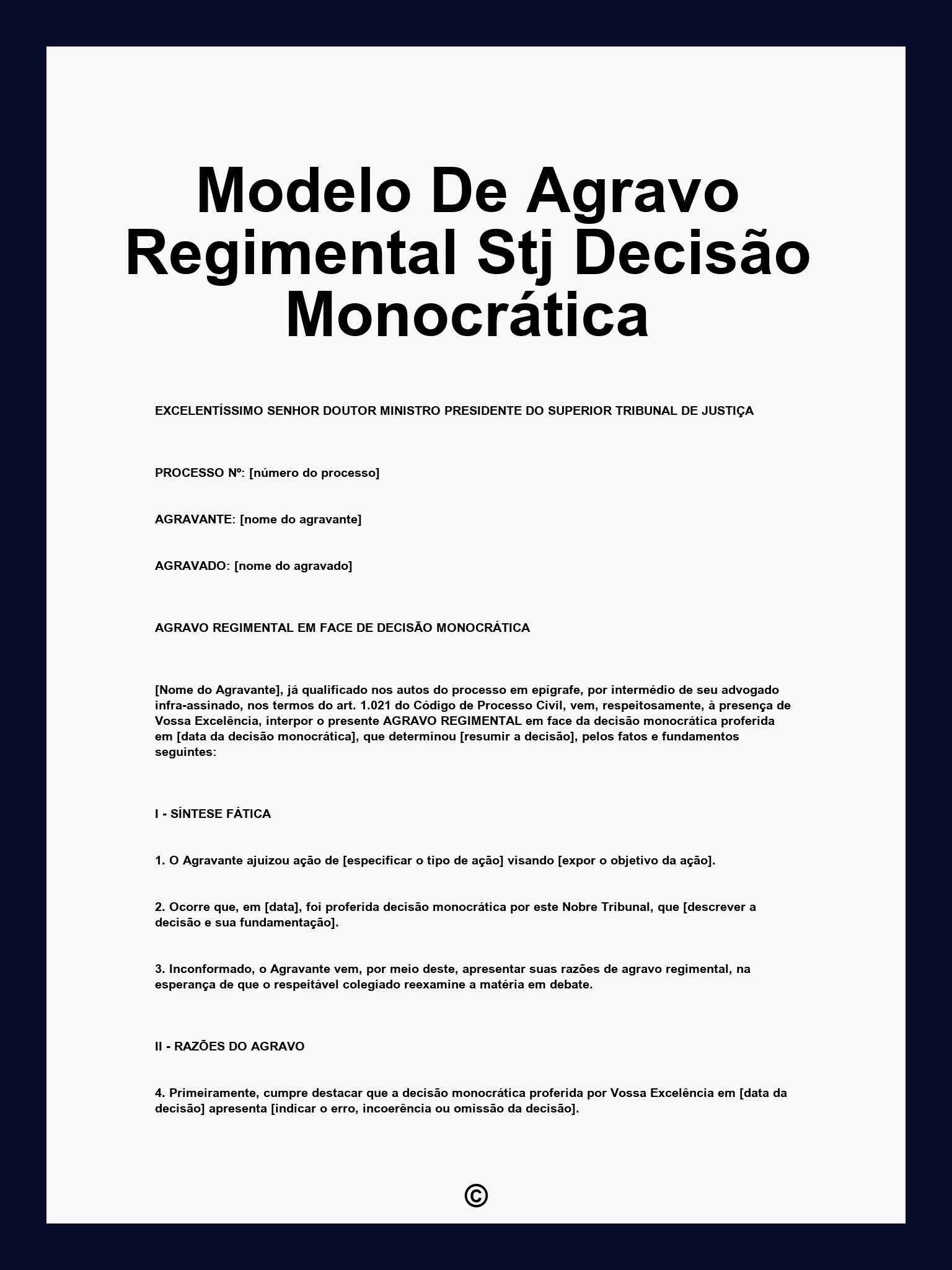 Modelo De Agravo Regimental Stj Decisão Monocrática