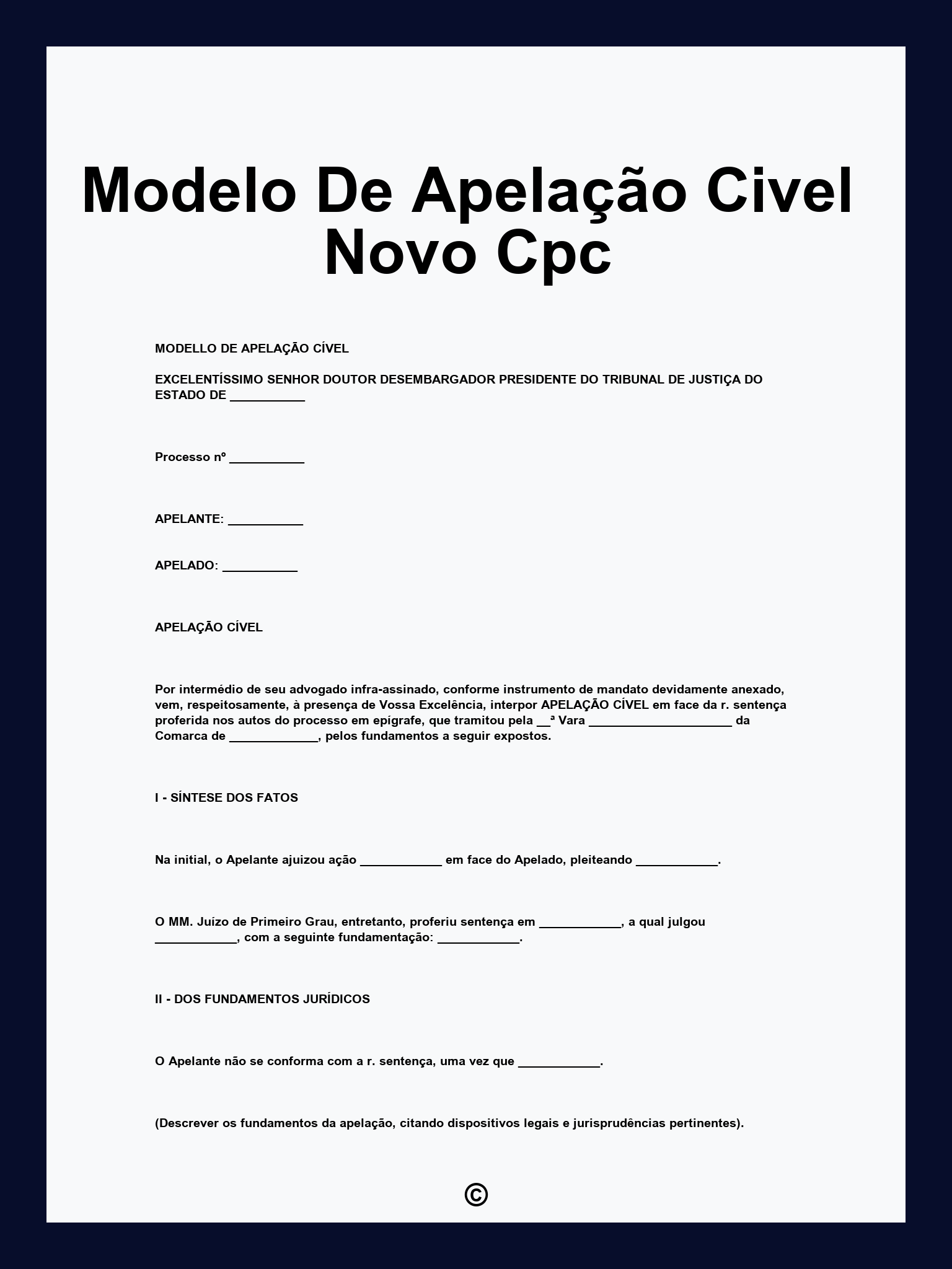 Modelo De Apelação Civel Novo Cpc