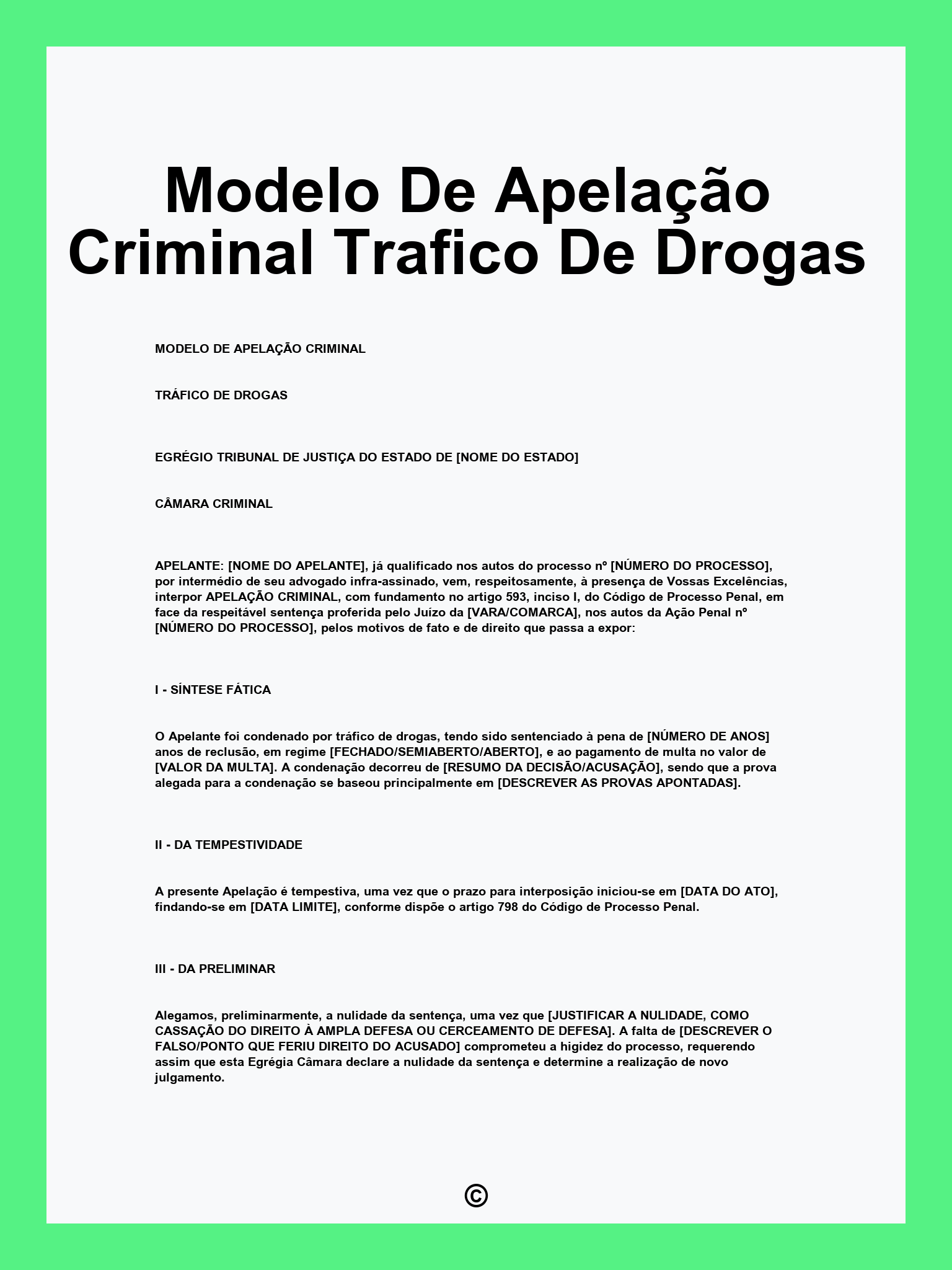 Modelo De Apelação Criminal Trafico De Drogas