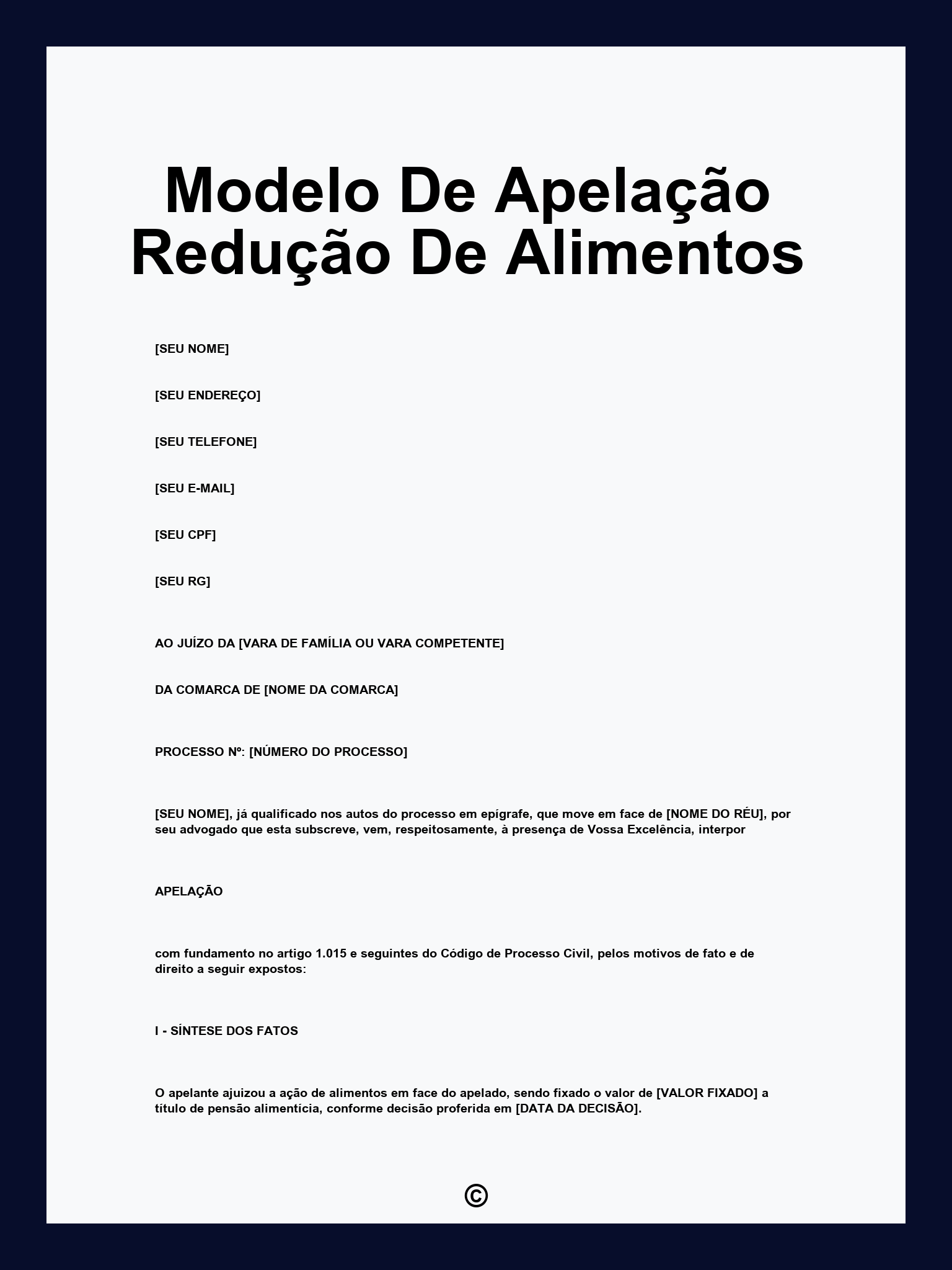 Modelo De Apelação Redução De Alimentos