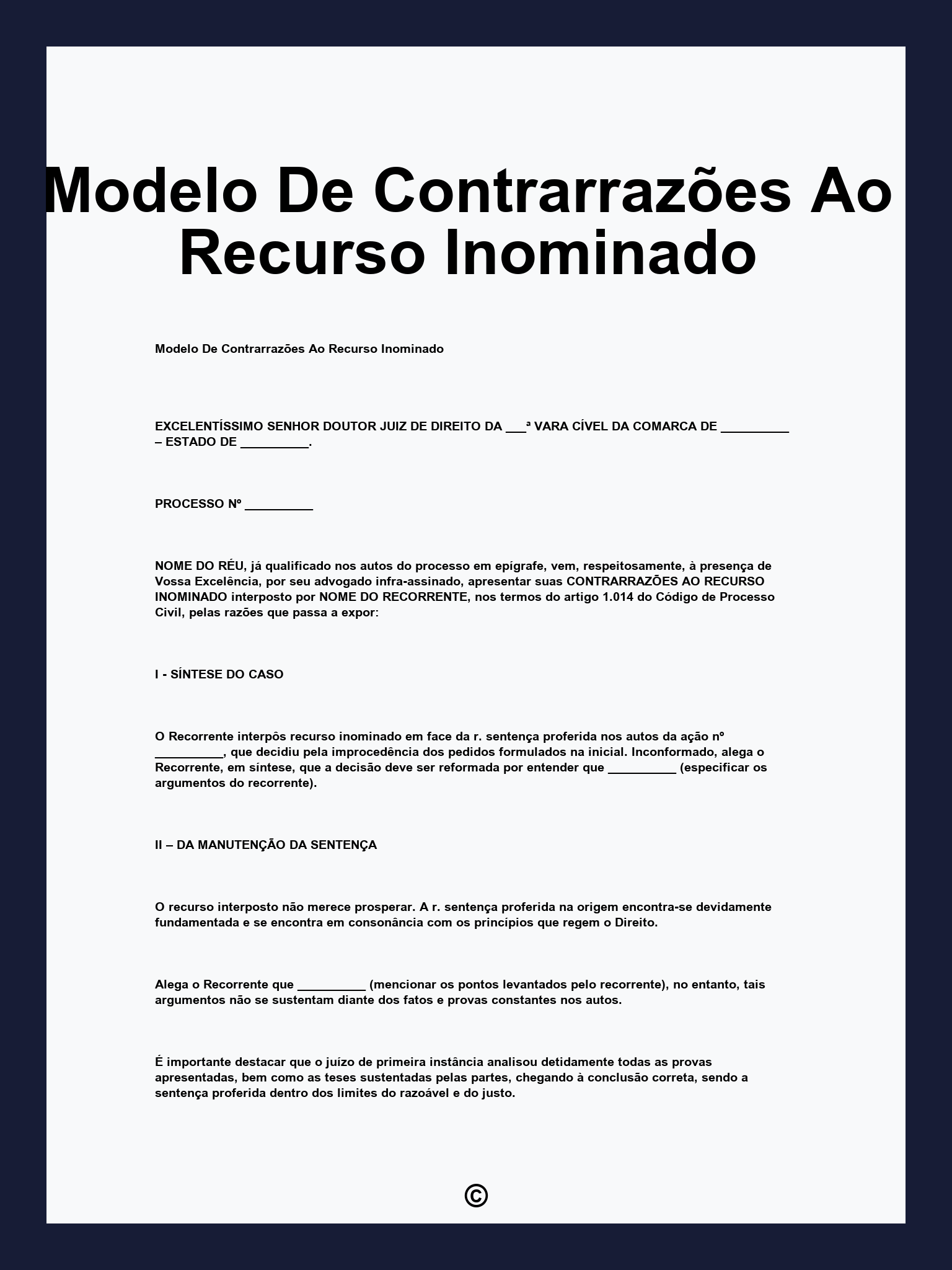 Modelo De Contrarrazões Ao Recurso Inominado