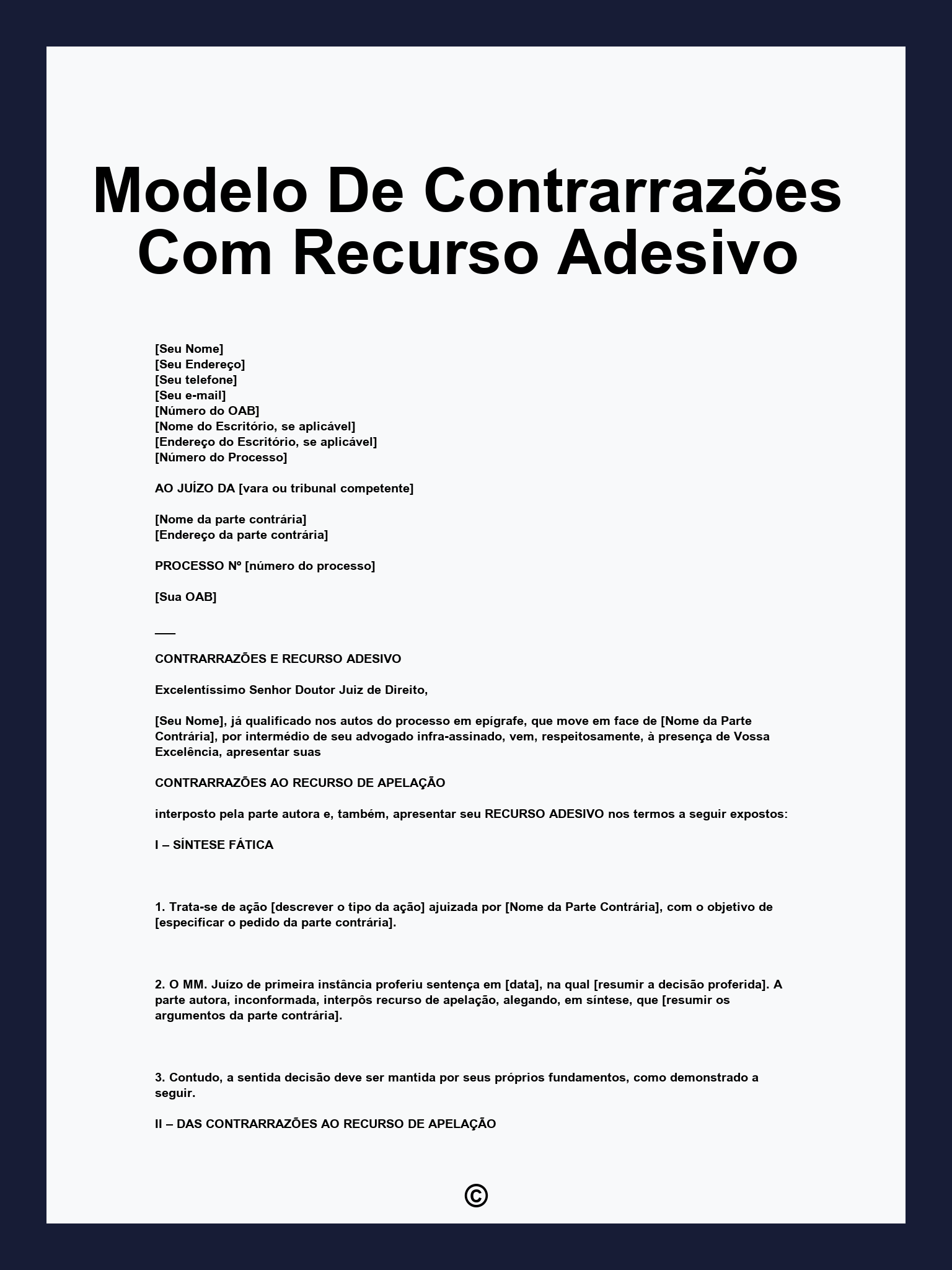 Modelo De Contrarrazões Com Recurso Adesivo