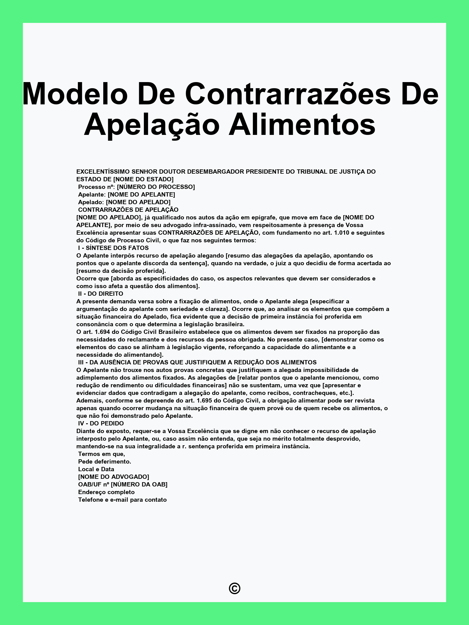 Modelo De Contrarrazões De Apelação Alimentos