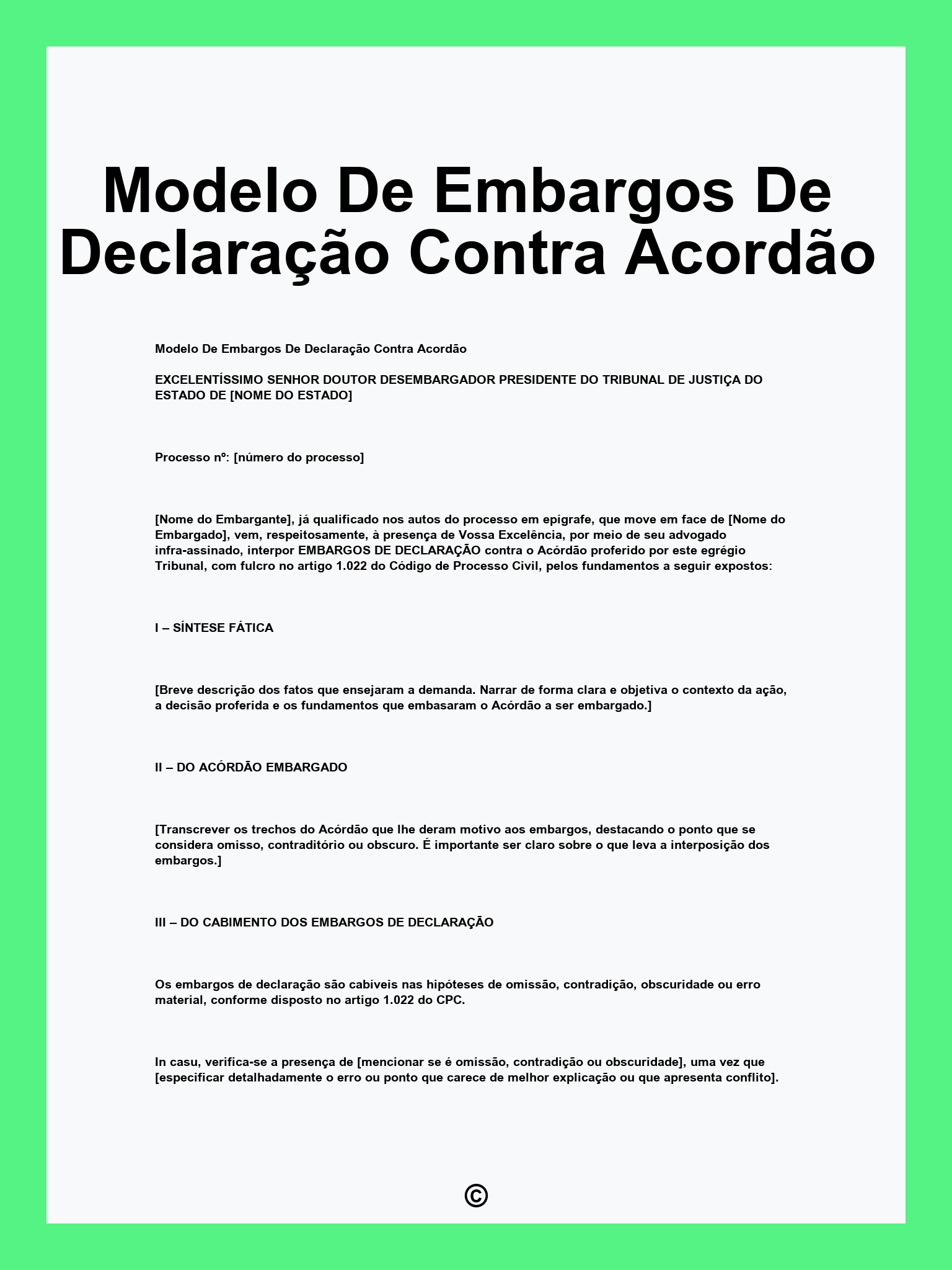Modelo De Embargos De Declaração Contra Acordão