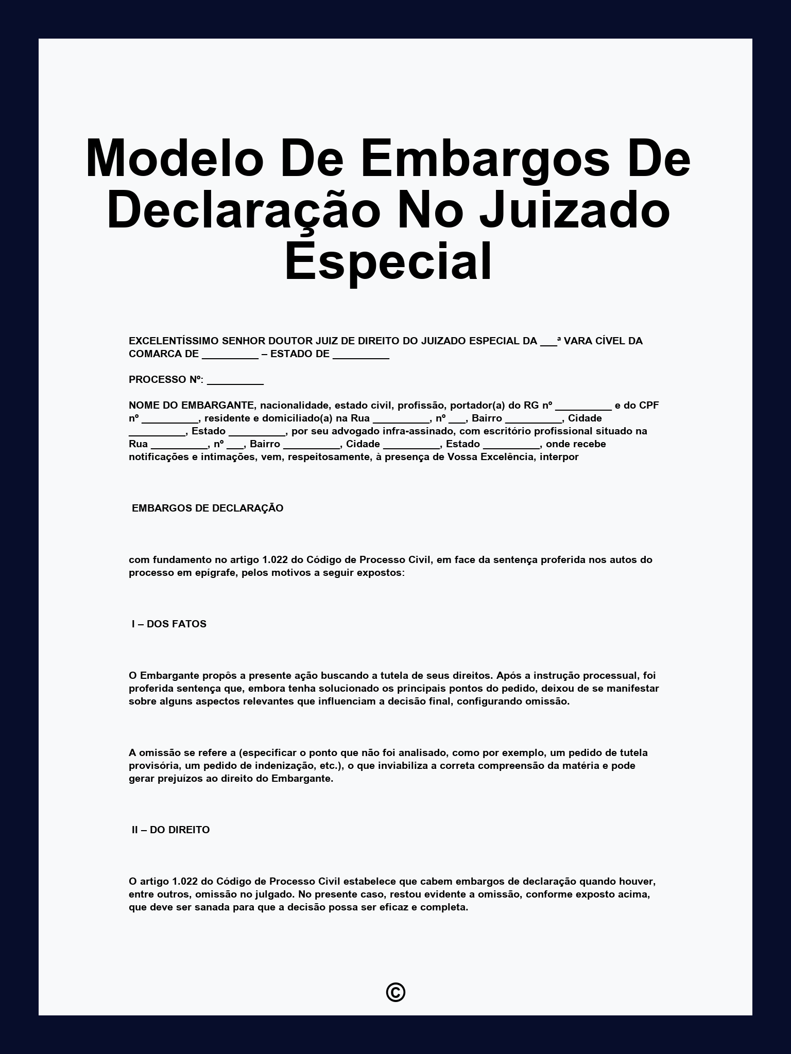 Modelo De Embargos De Declaração No Juizado Especial