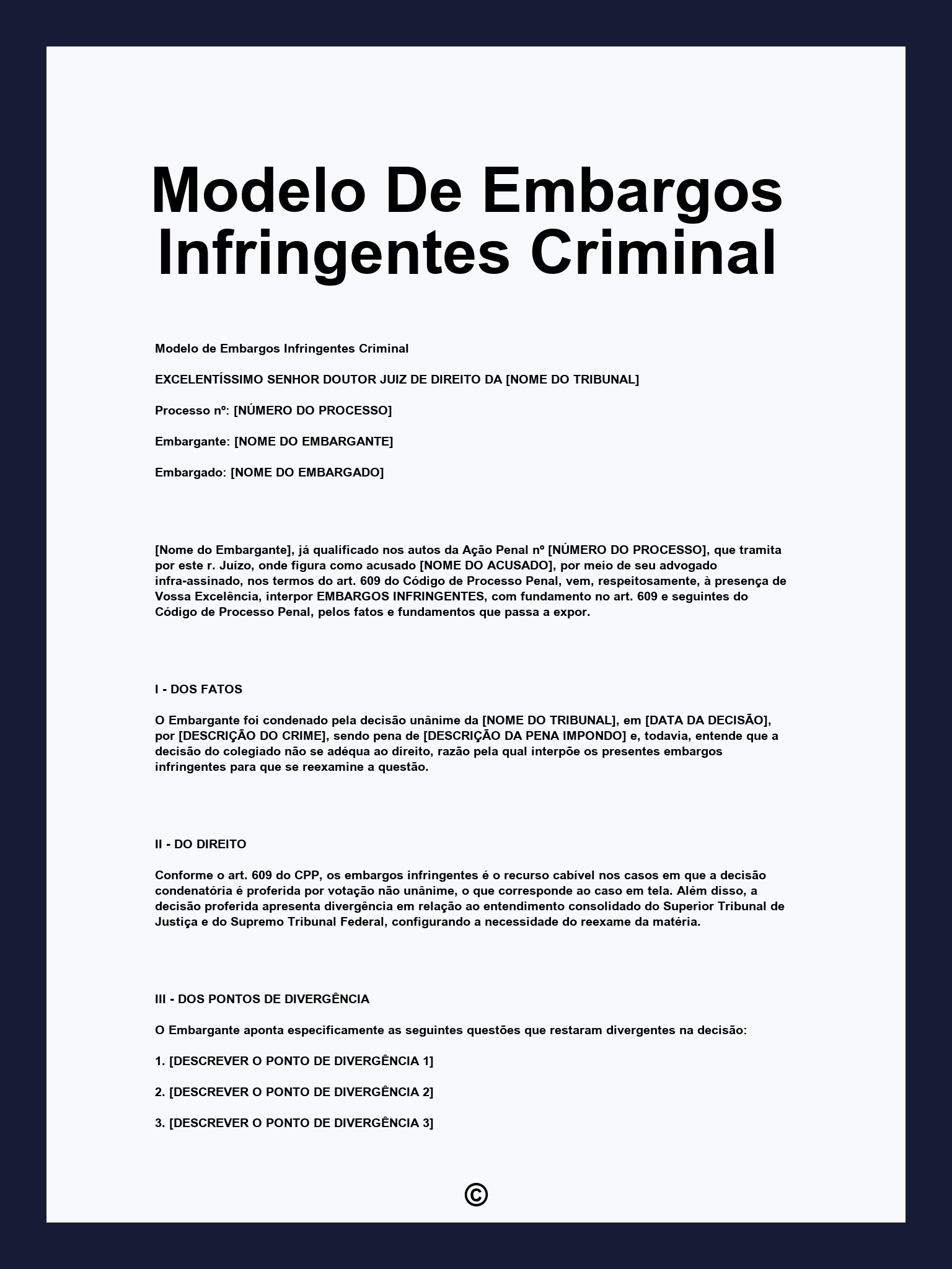 Modelo De Embargos Infringentes Criminal