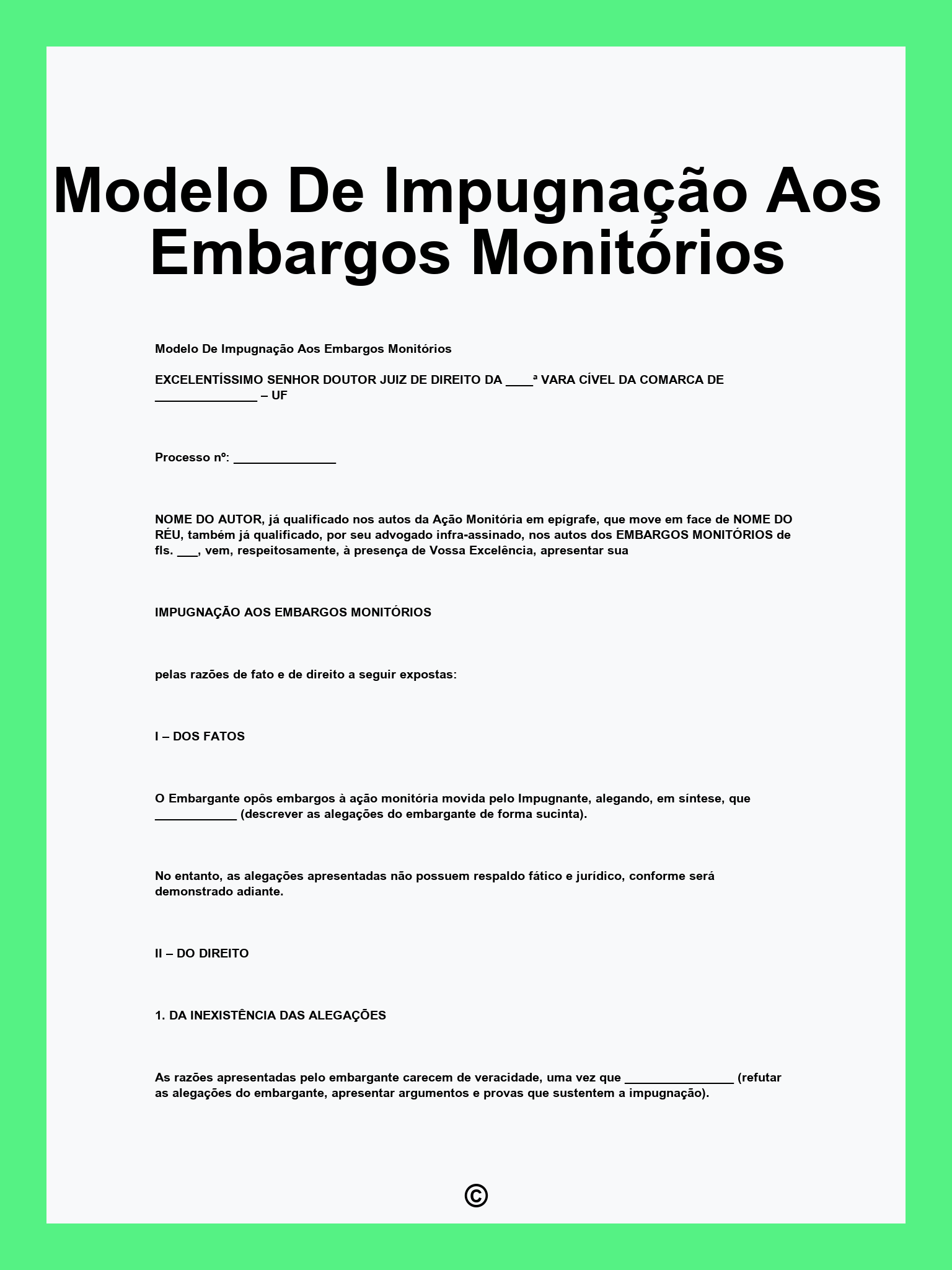 Modelo De Impugnação Aos Embargos Monitórios