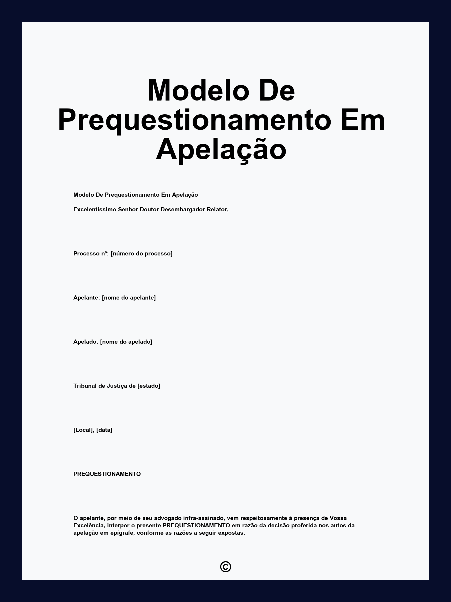 Modelo De Prequestionamento Em Apelação