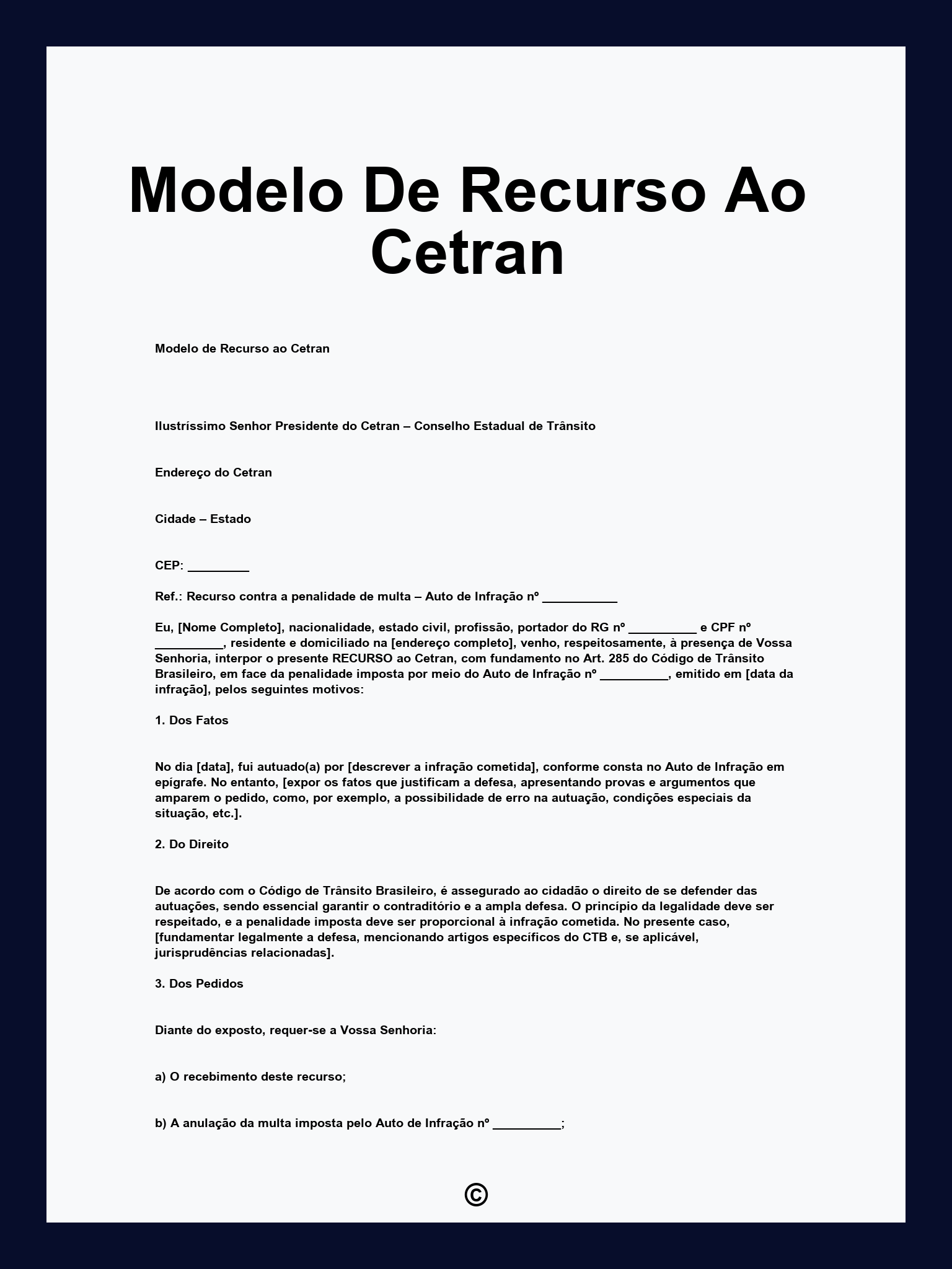 Modelo De Recurso Ao Cetran