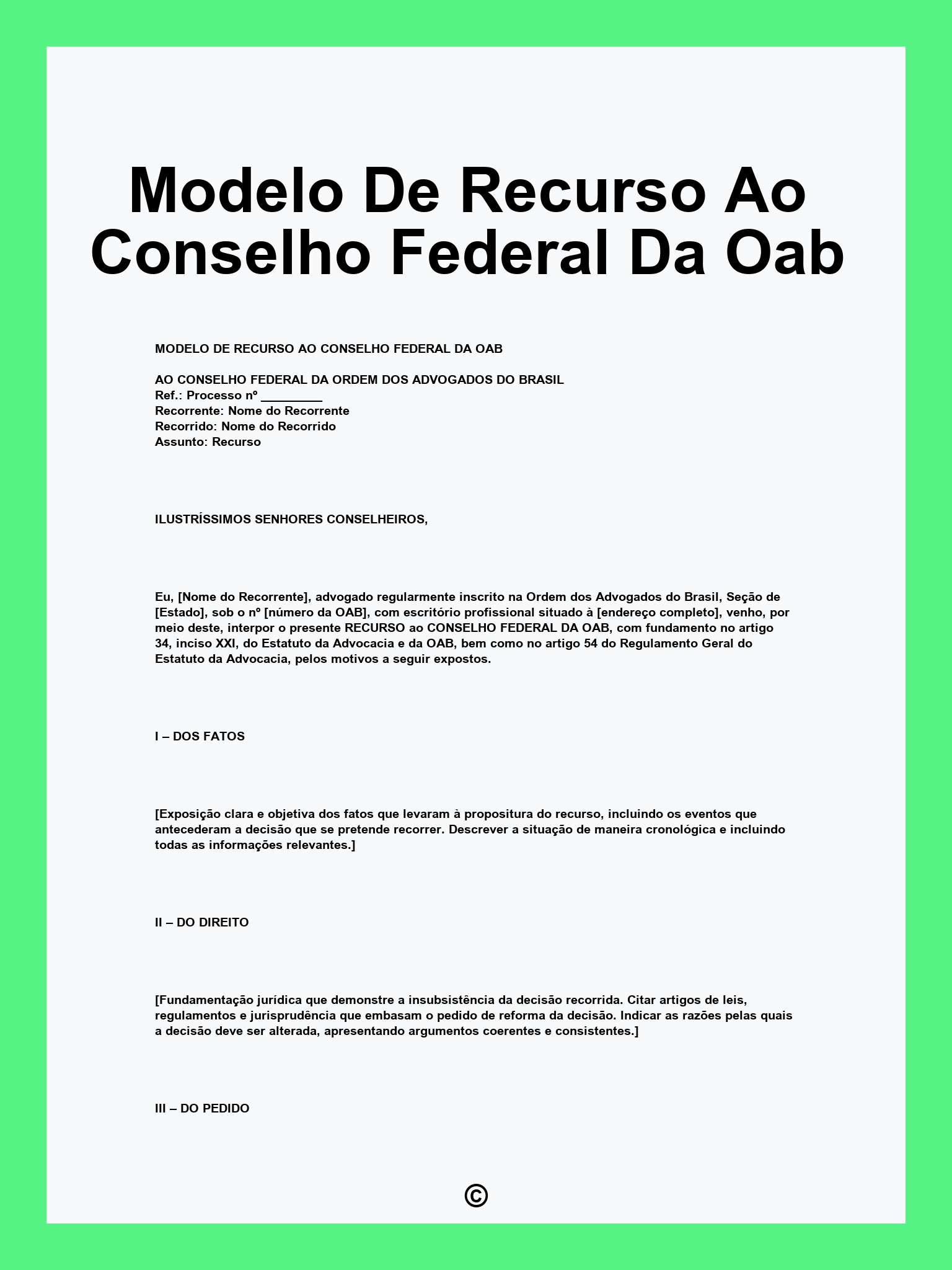 Modelo De Recurso Ao Conselho Federal Da Oab