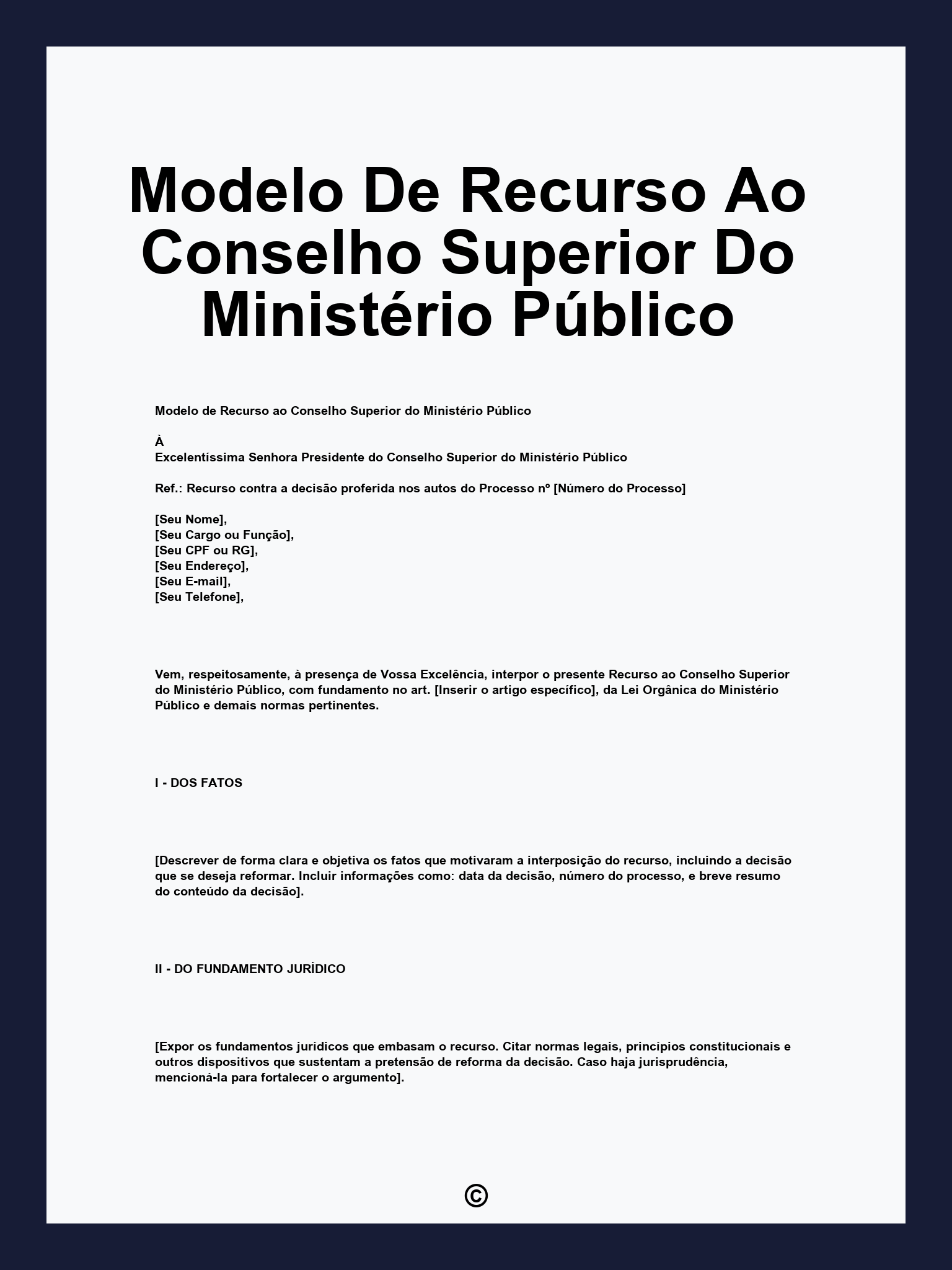 Modelo De Recurso Ao Conselho Superior Do Ministério Público
