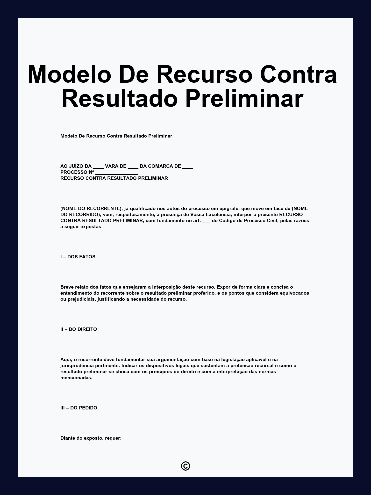 Modelo De Recurso Contra Resultado Preliminar