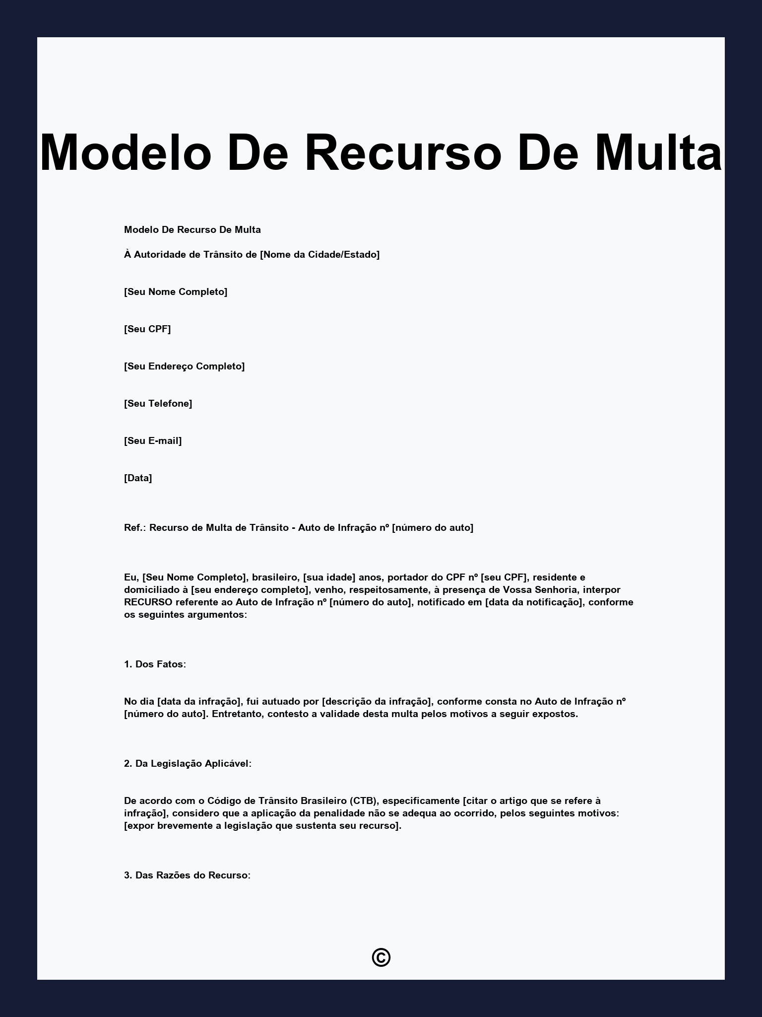 Modelo De Recurso De Multa