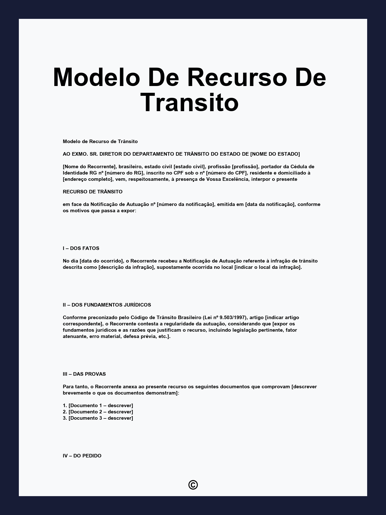 Modelo De Recurso De Transito