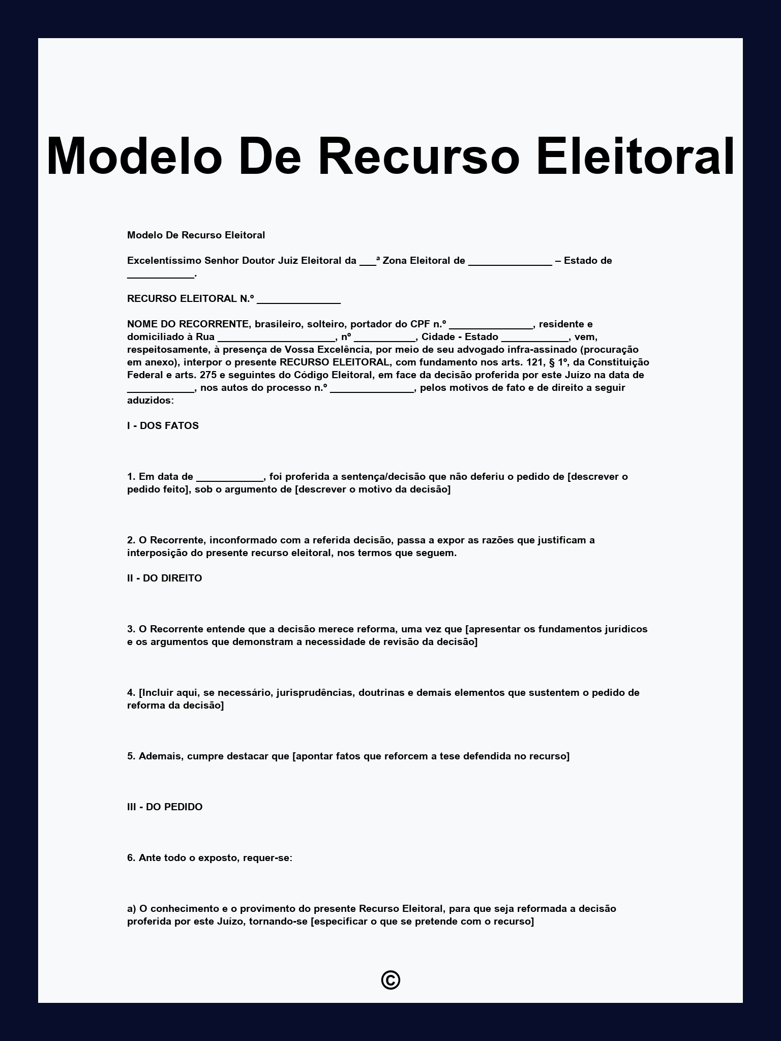 Modelo De Recurso Eleitoral