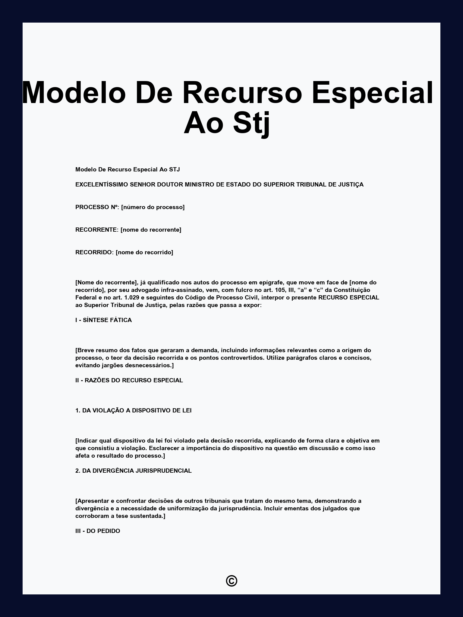 Modelo De Recurso Especial Ao Stj