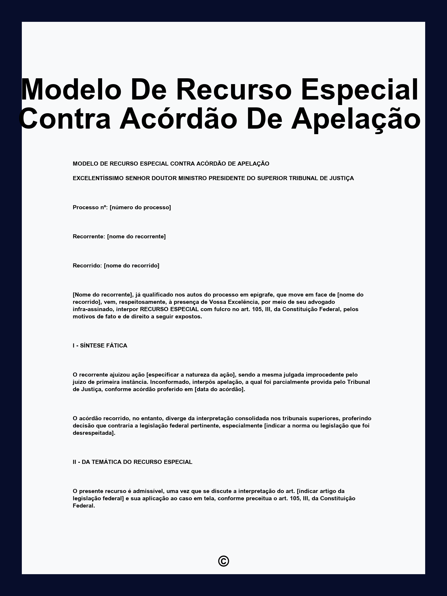 Modelo De Recurso Especial Contra Acórdão De Apelação