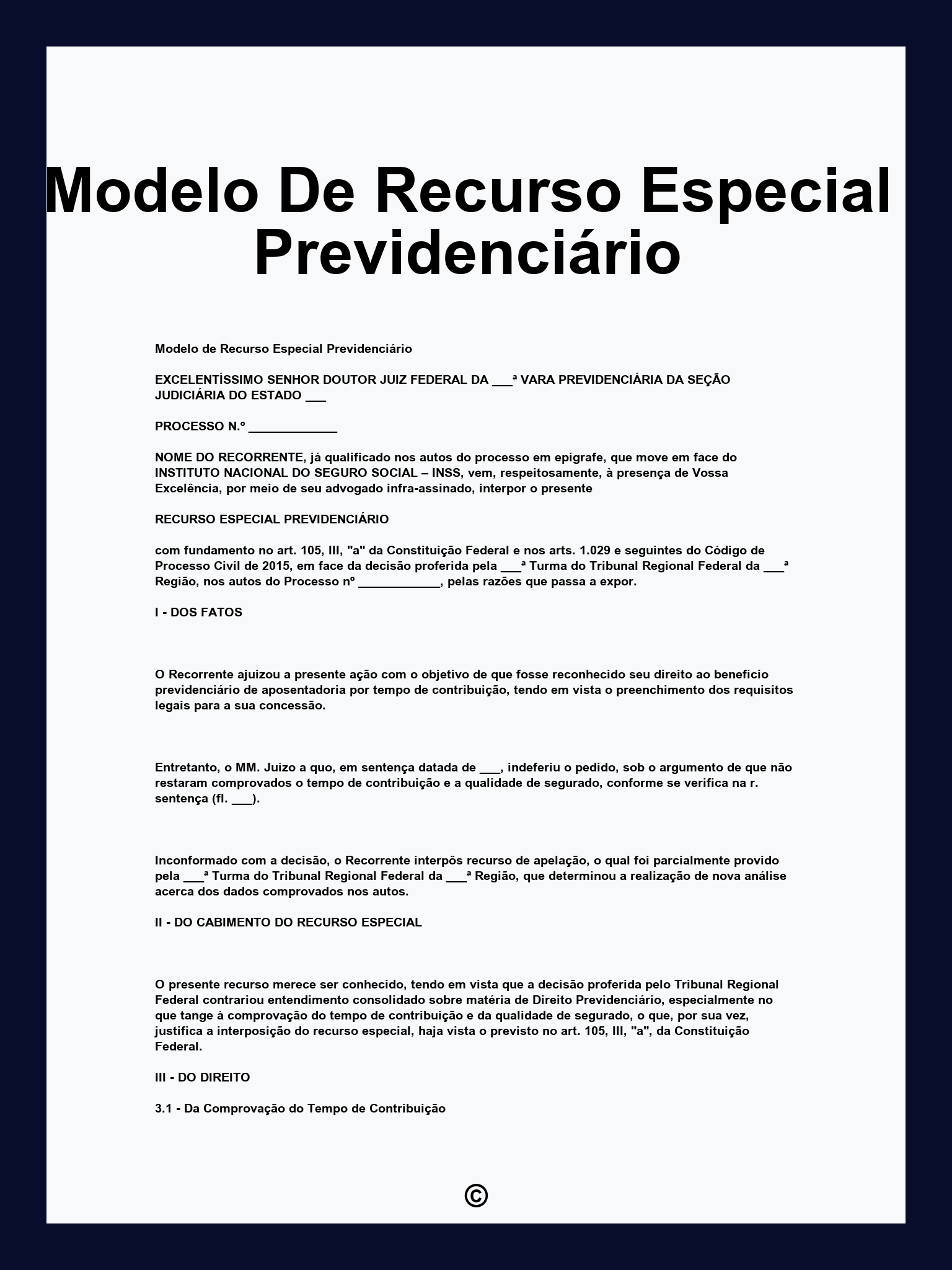 Modelo De Recurso Especial Previdenciário