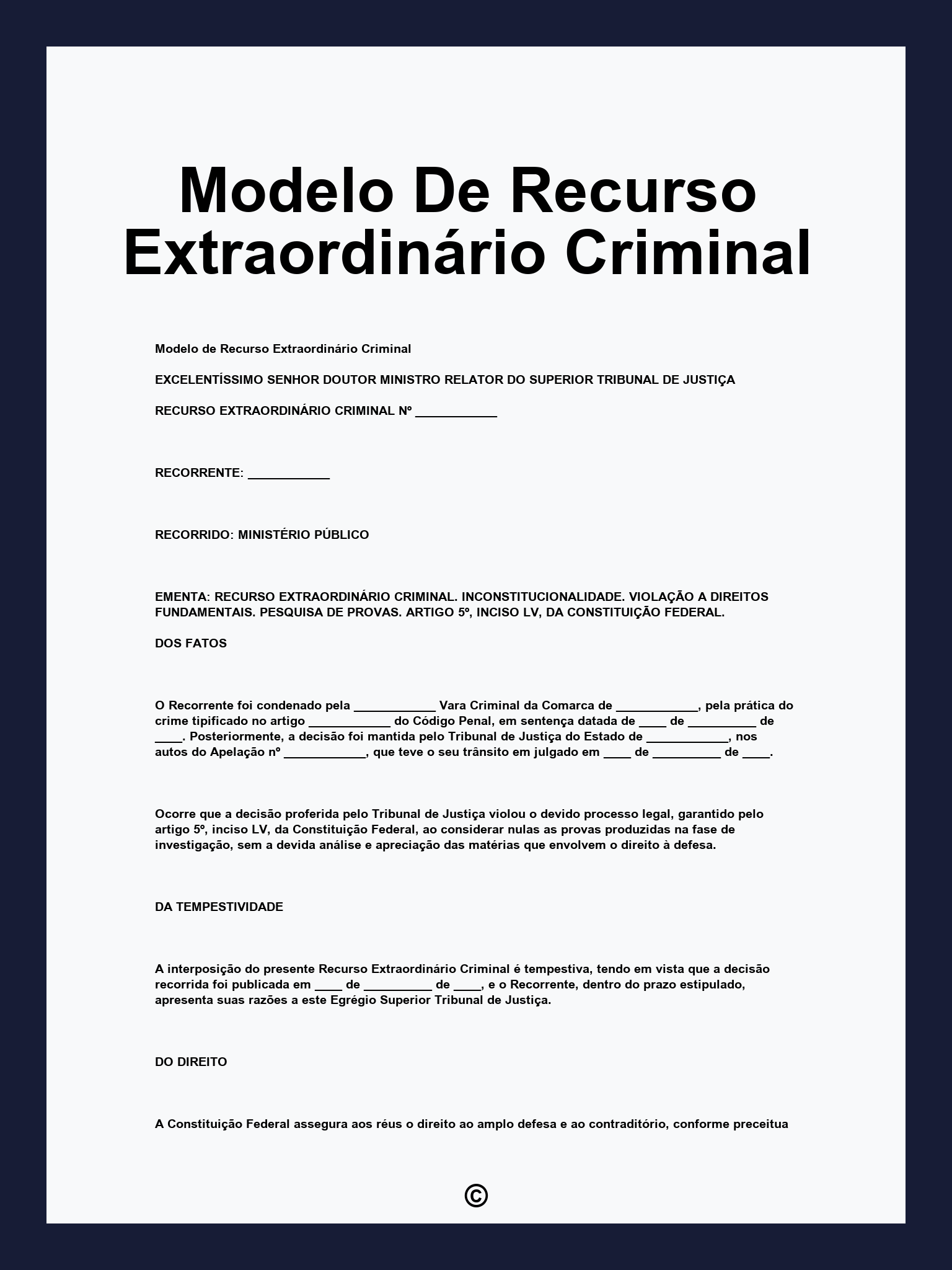 Modelo De Recurso Extraordinário Criminal