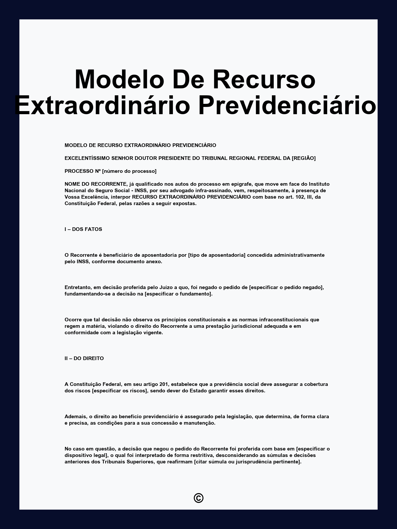 Modelo De Recurso Extraordinário Previdenciário