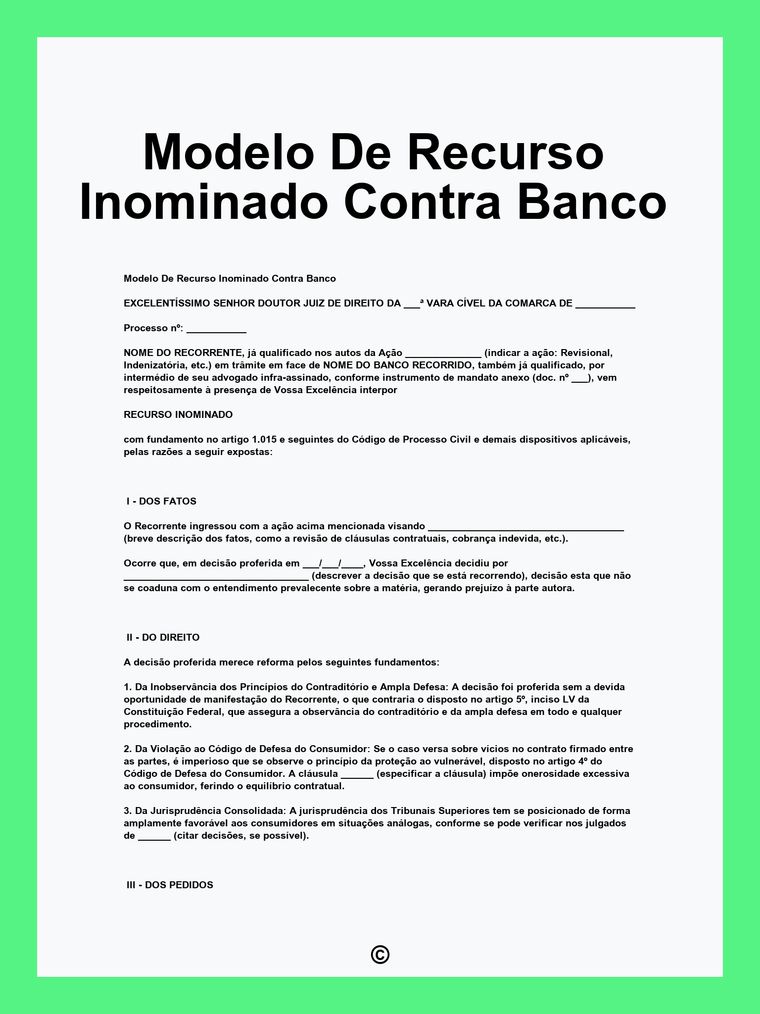 Modelo De Recurso Inominado Contra Banco