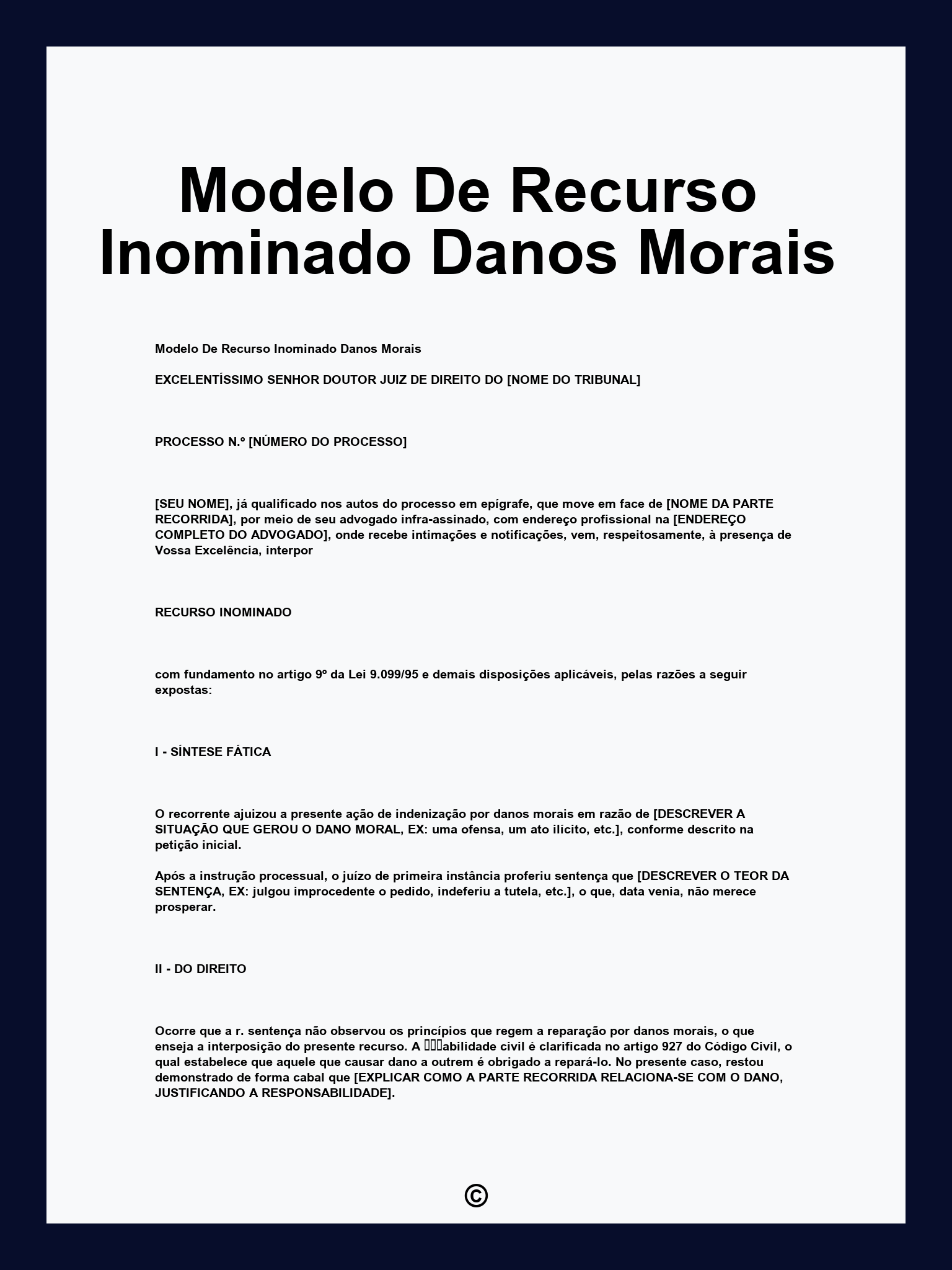 Modelo De Recurso Inominado Danos Morais
