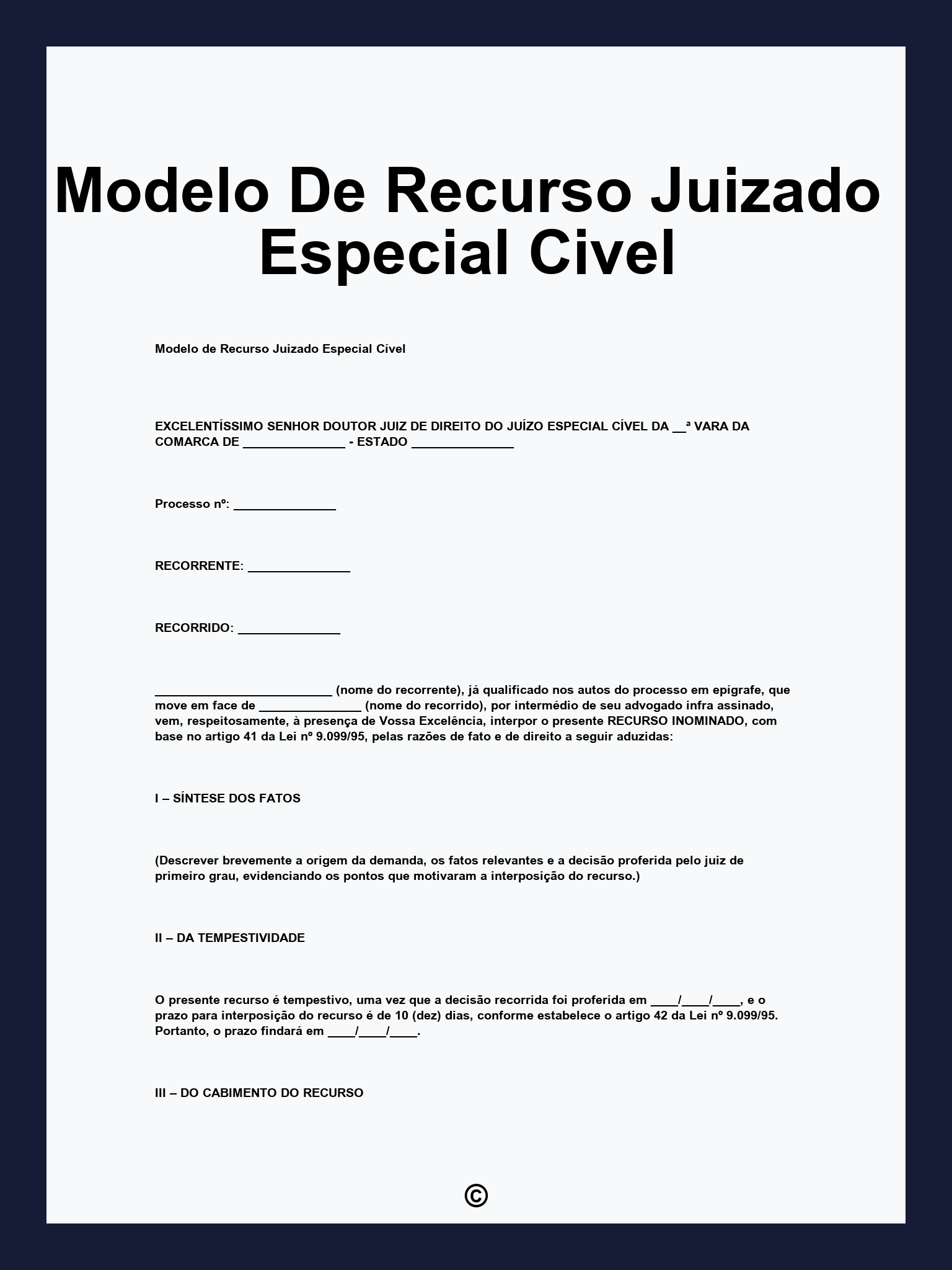 Modelo De Recurso Juizado Especial Civel