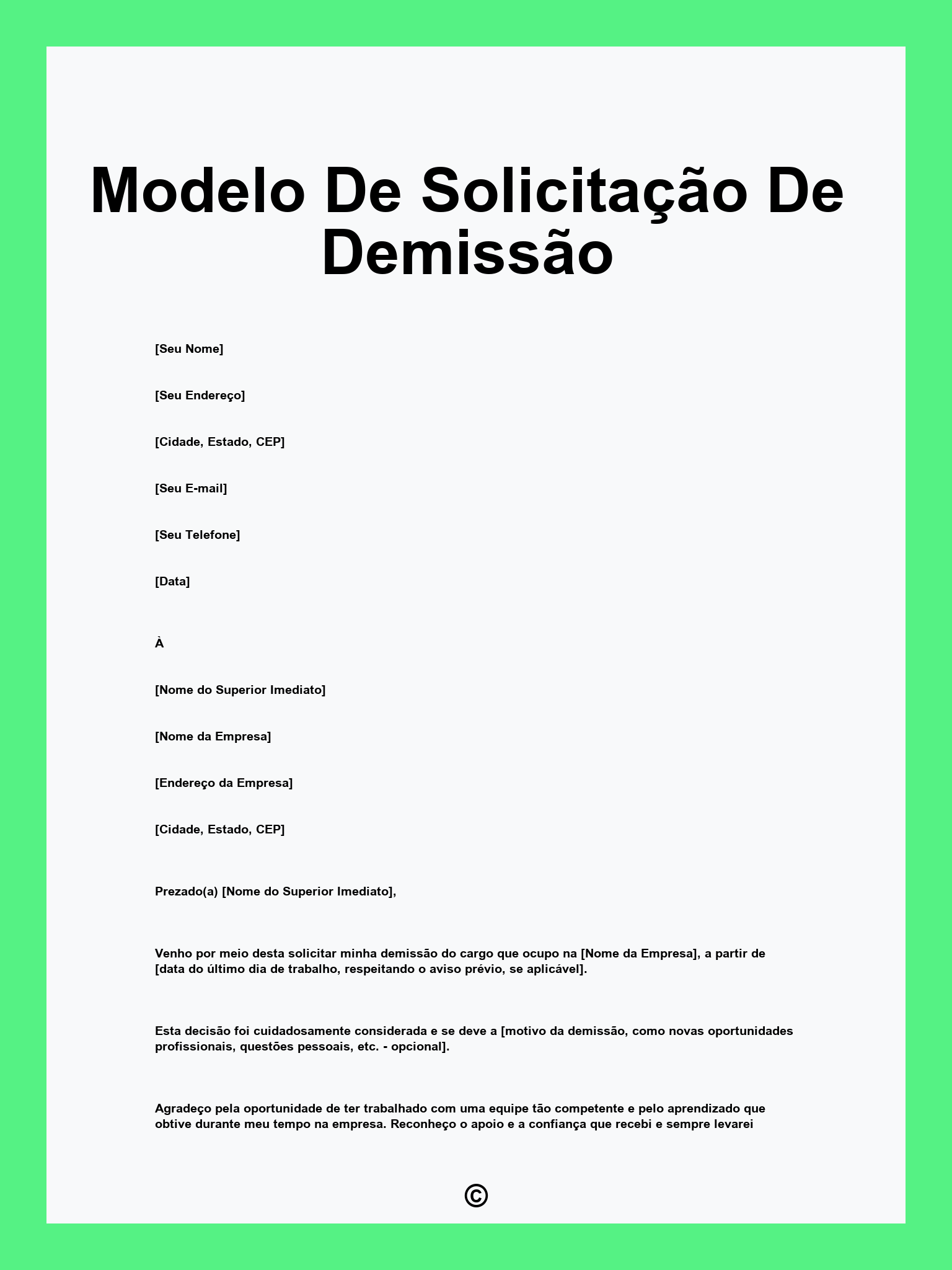 Modelo De Solicitação De Demissão