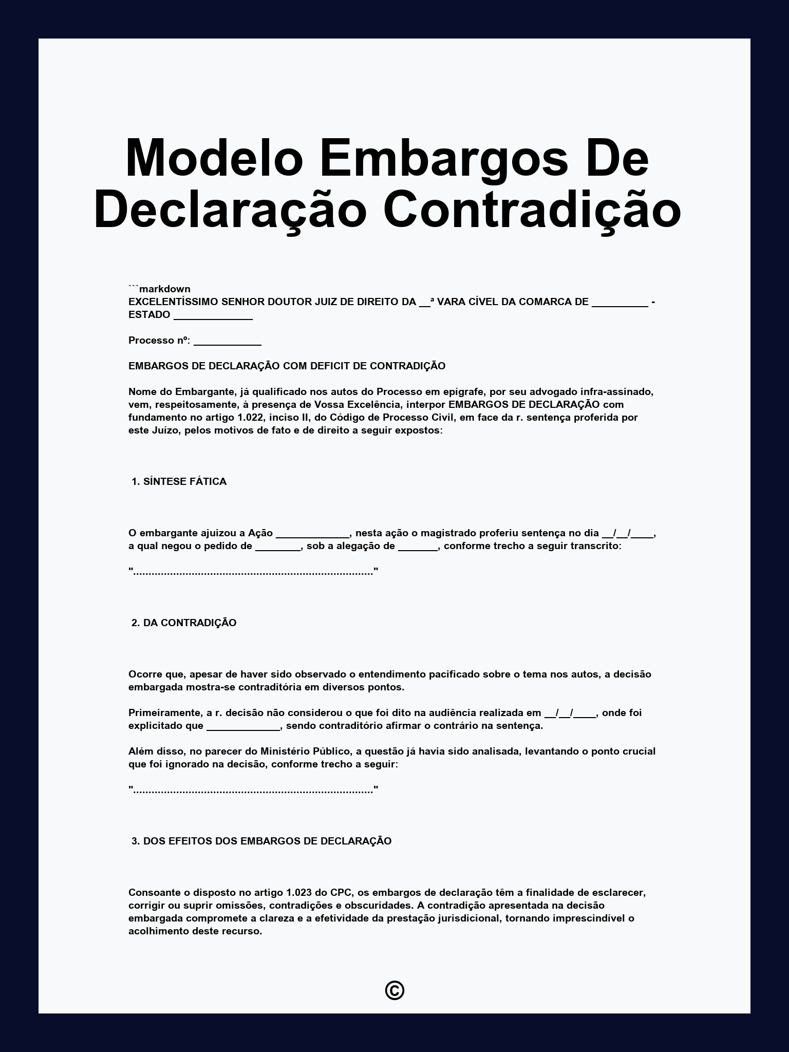 Modelo Embargos De Declaração Contradição