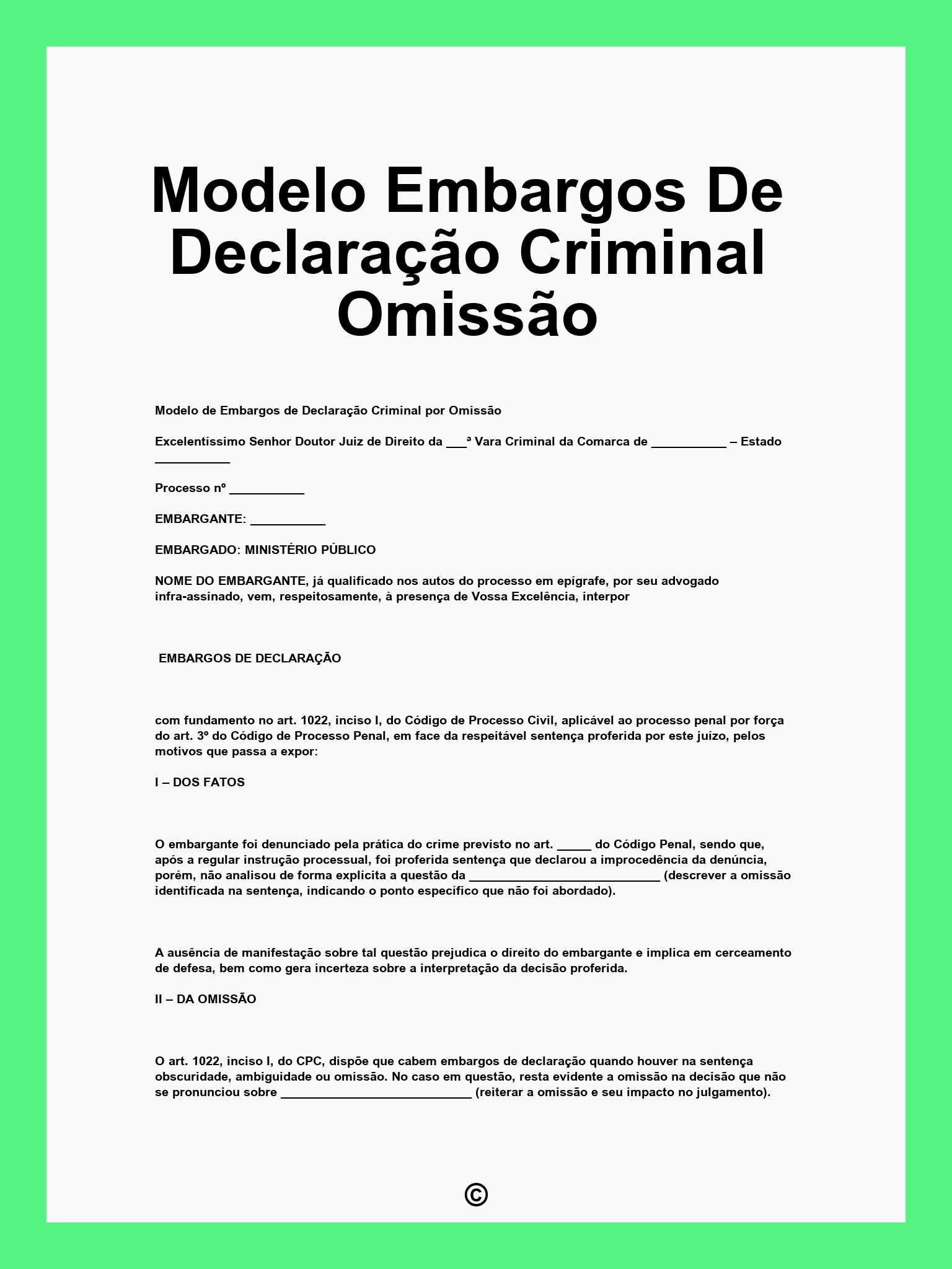 Modelo Embargos De Declaração Criminal Omissão