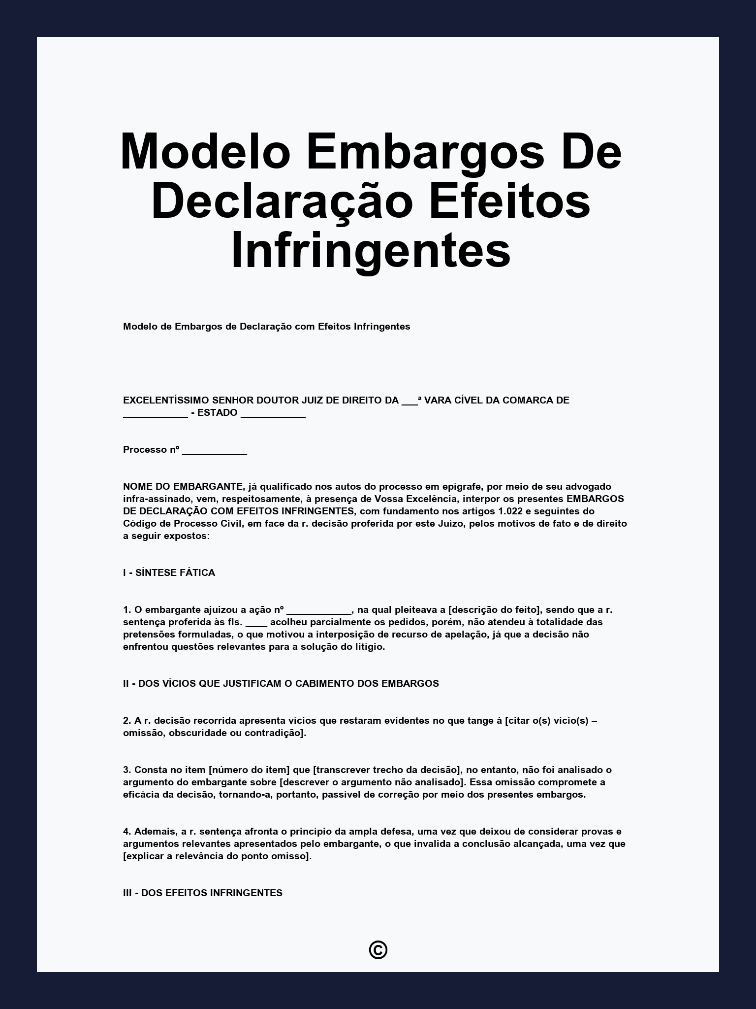 Modelo Embargos De Declaração Efeitos Infringentes