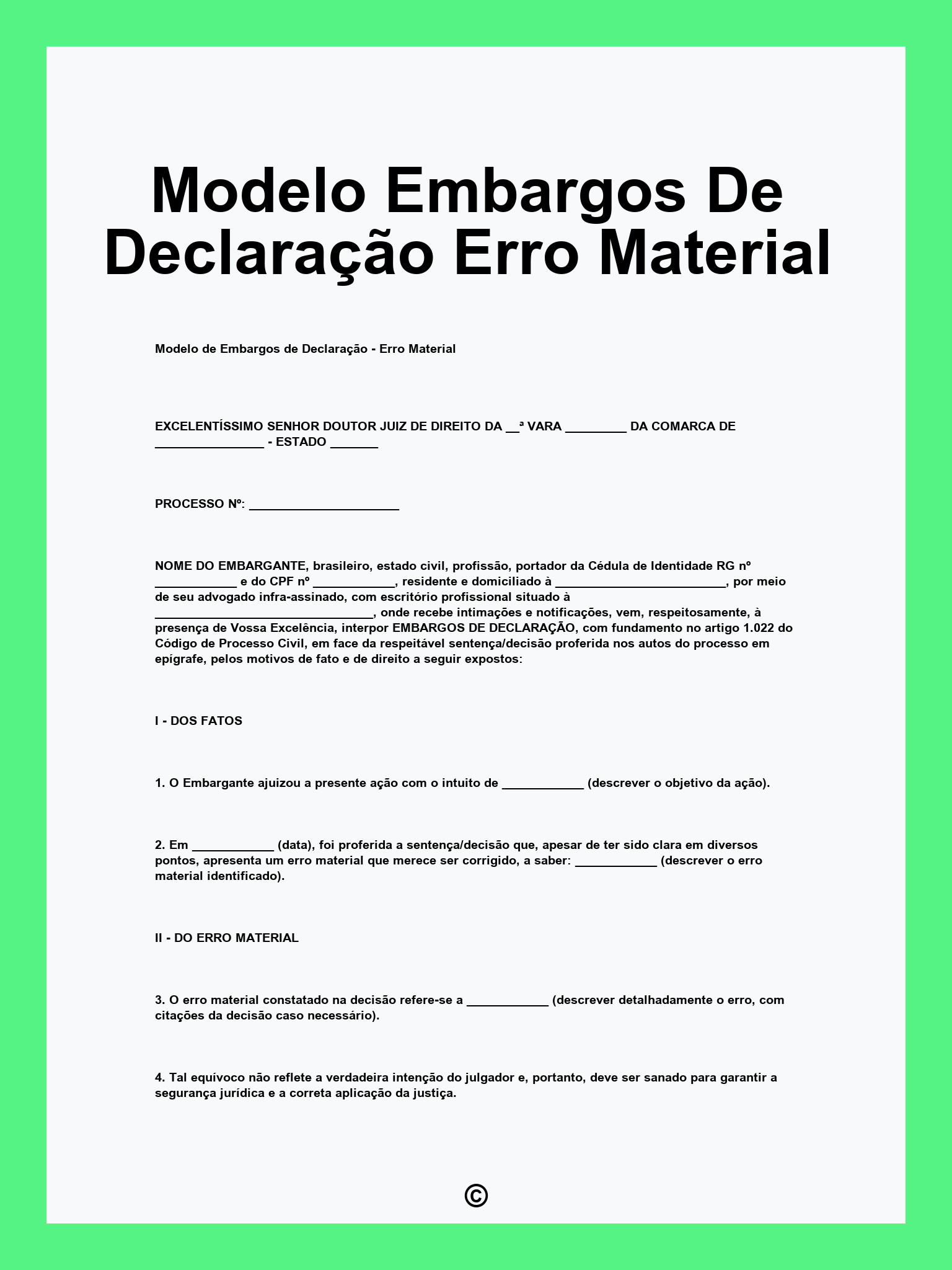 Modelo Embargos De Declaração Erro Material