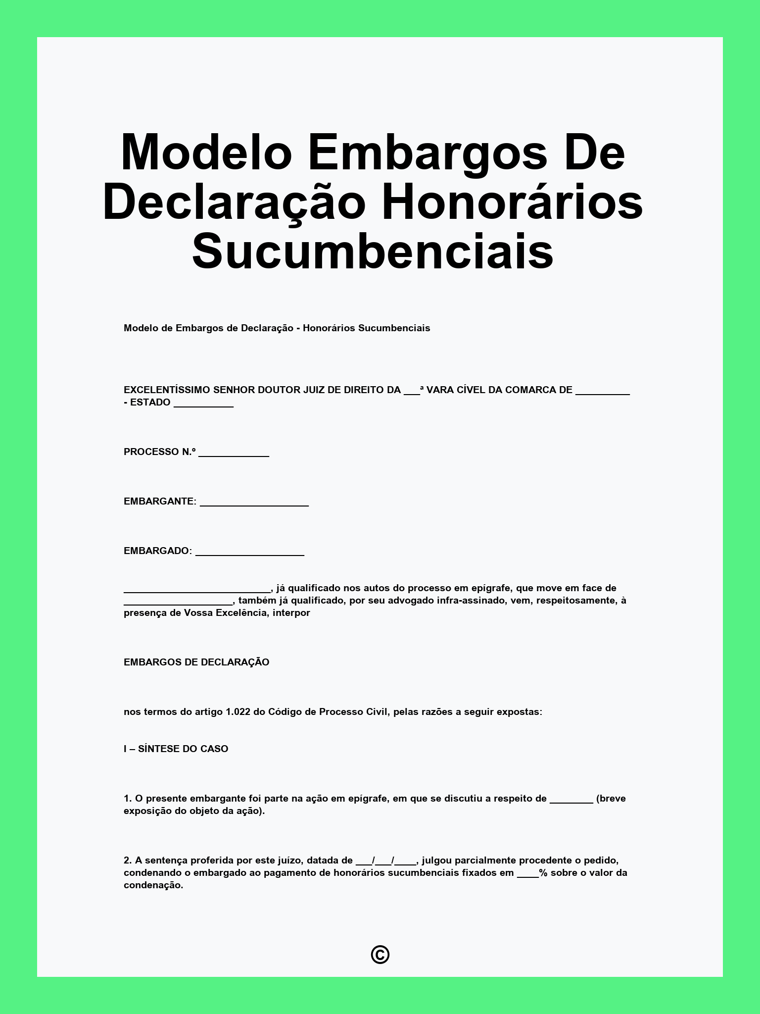 Modelo Embargos De Declaração Honorários Sucumbenciais